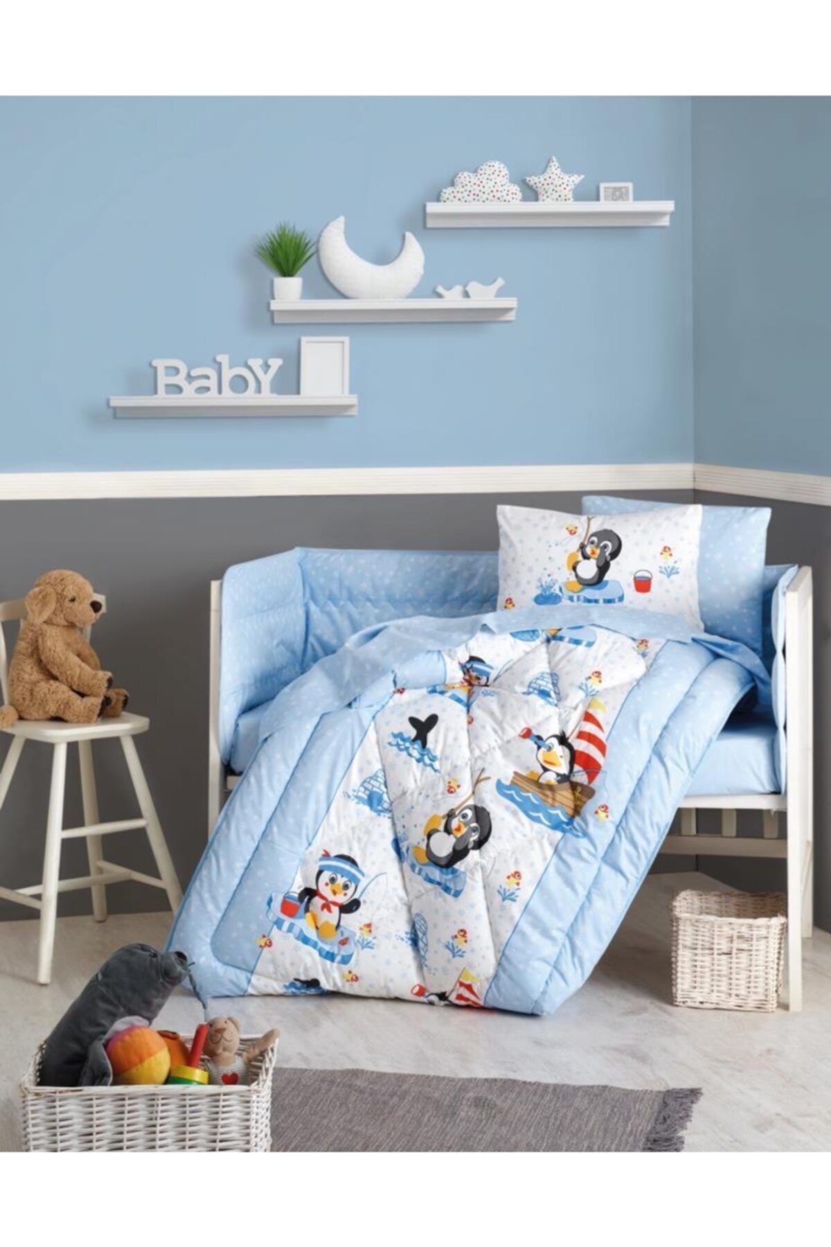 Ranforce Bebek Uyku Seti Penguen Mavi