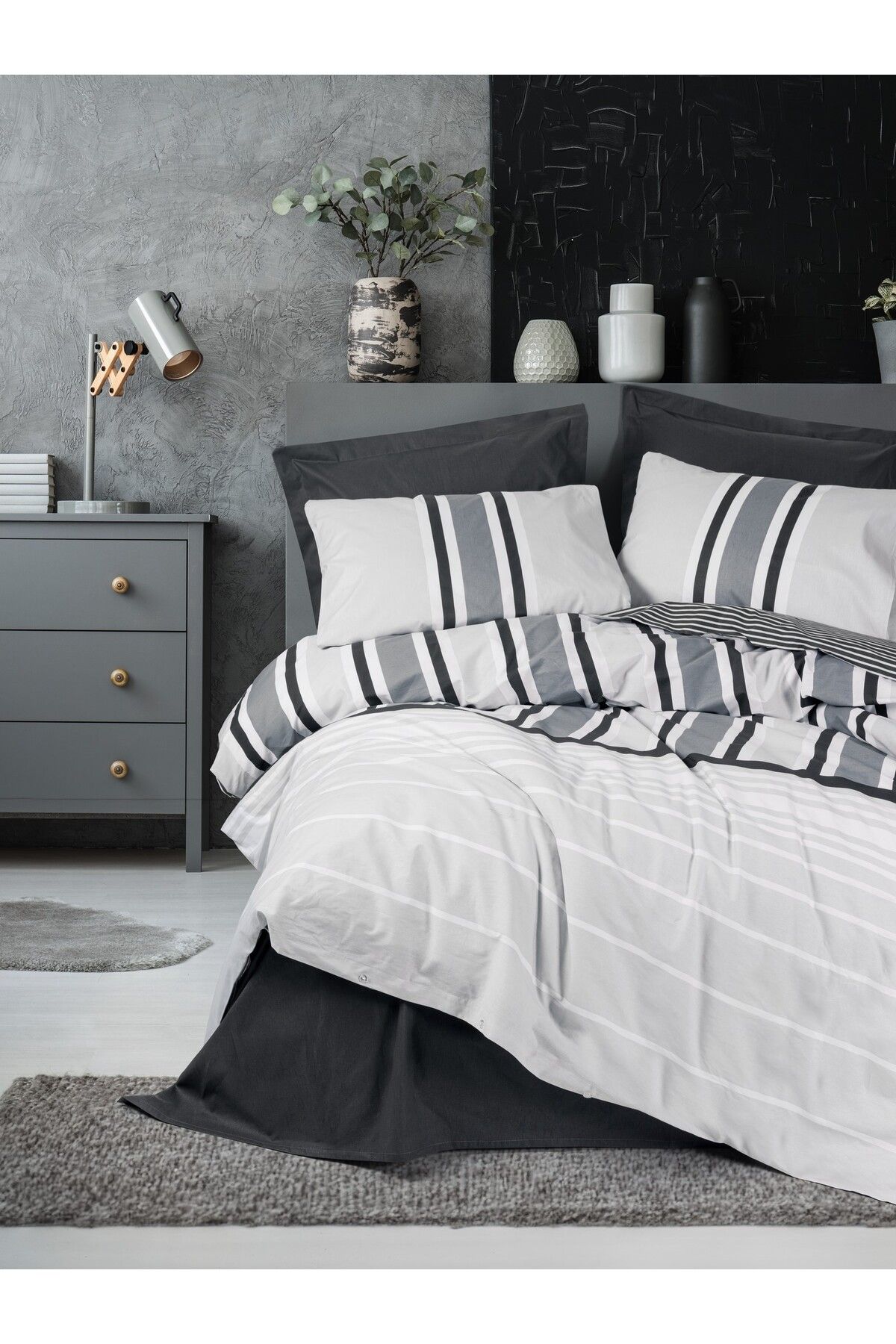 Nobil Ranforce Çift Kişilik Nevresim Takımı Nobby Antrasit