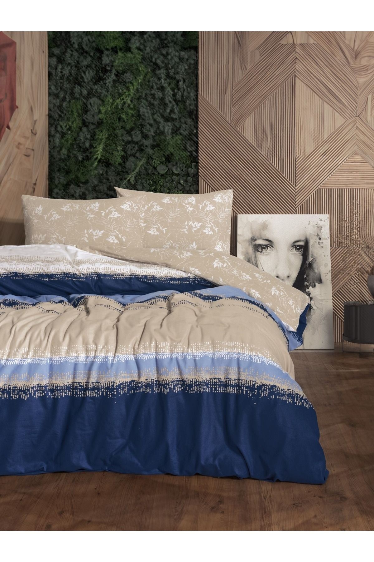Flanel Nevresim Takımı Bluelıne Lacıvert Çift Kişilik