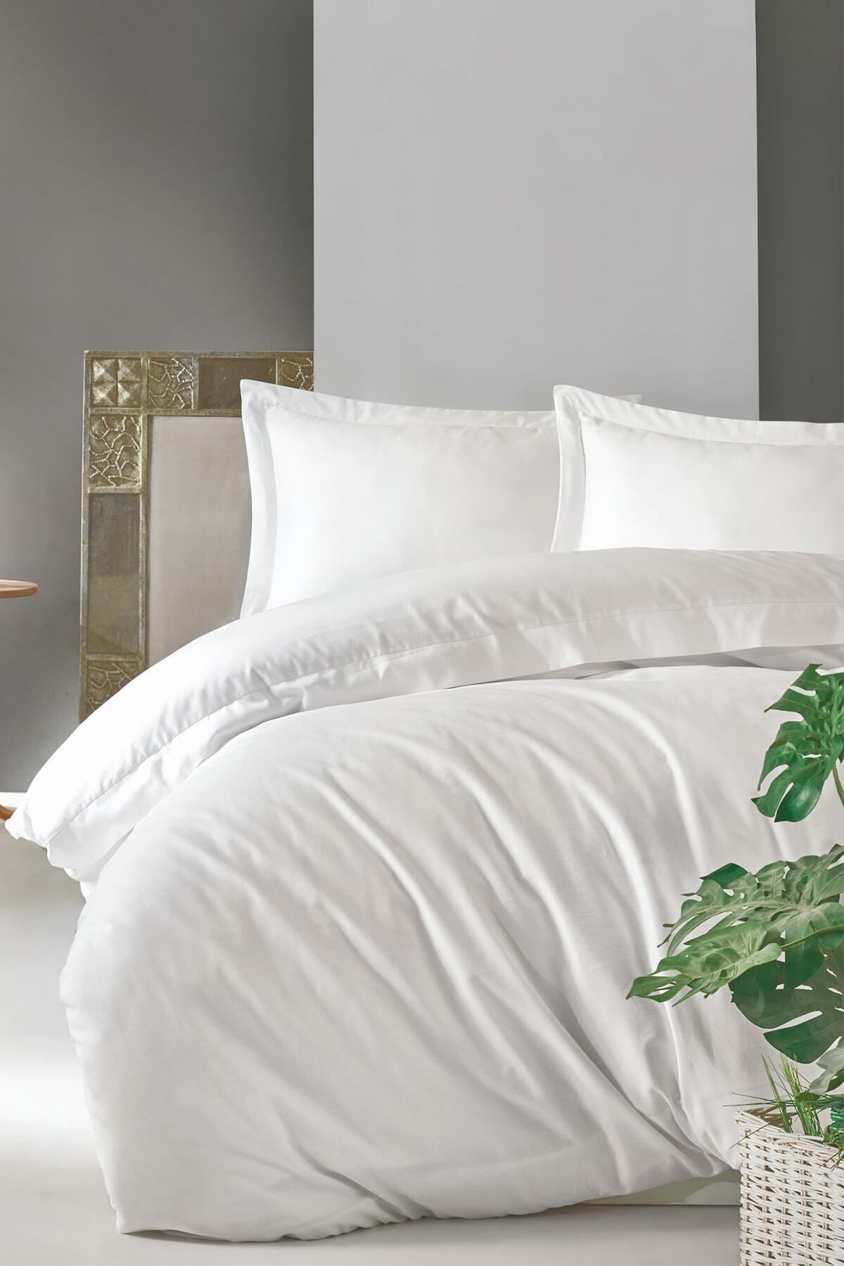Elegant Saten Tek Kişilik Nevresim Takımı Beyaz
