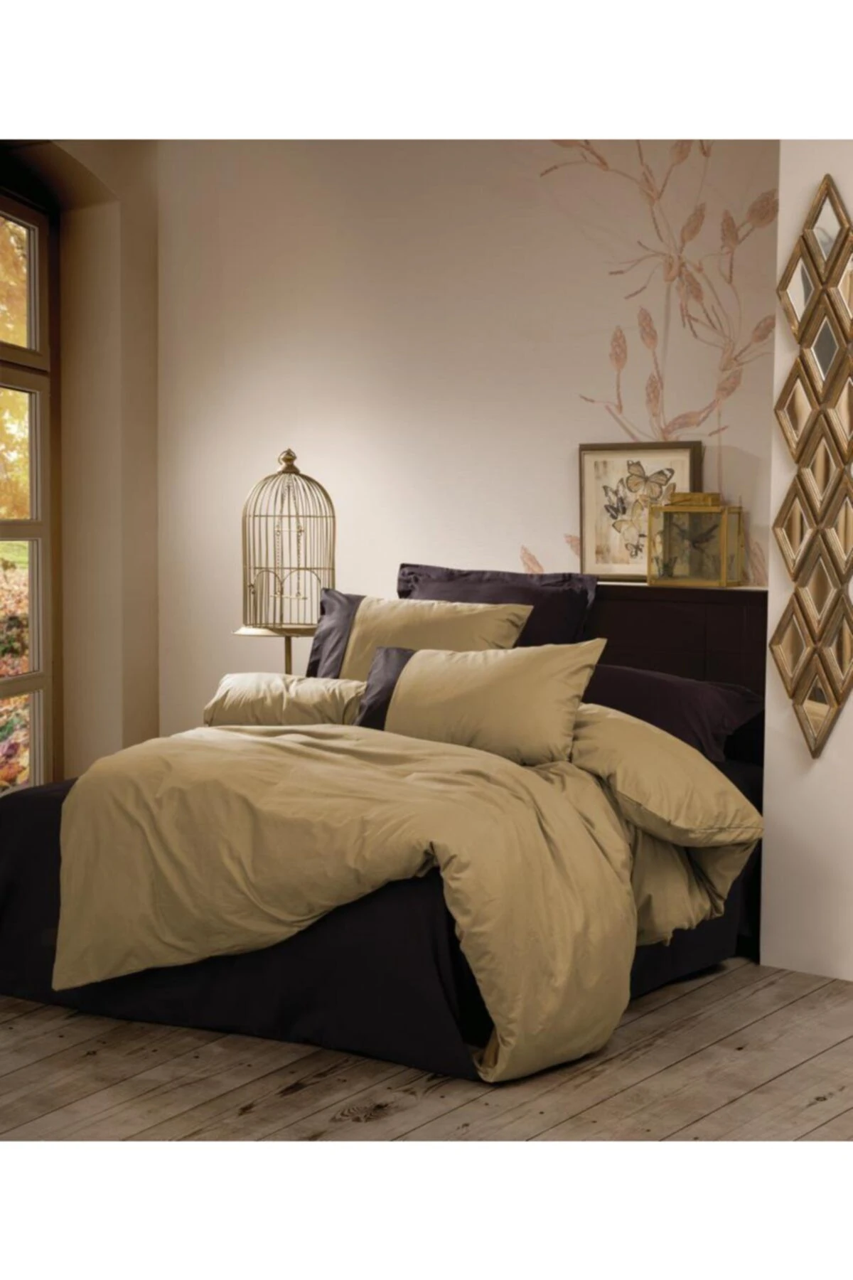 Plaın Lıne Çift Kişilik Nevresim Takımı Yeşil Siyah