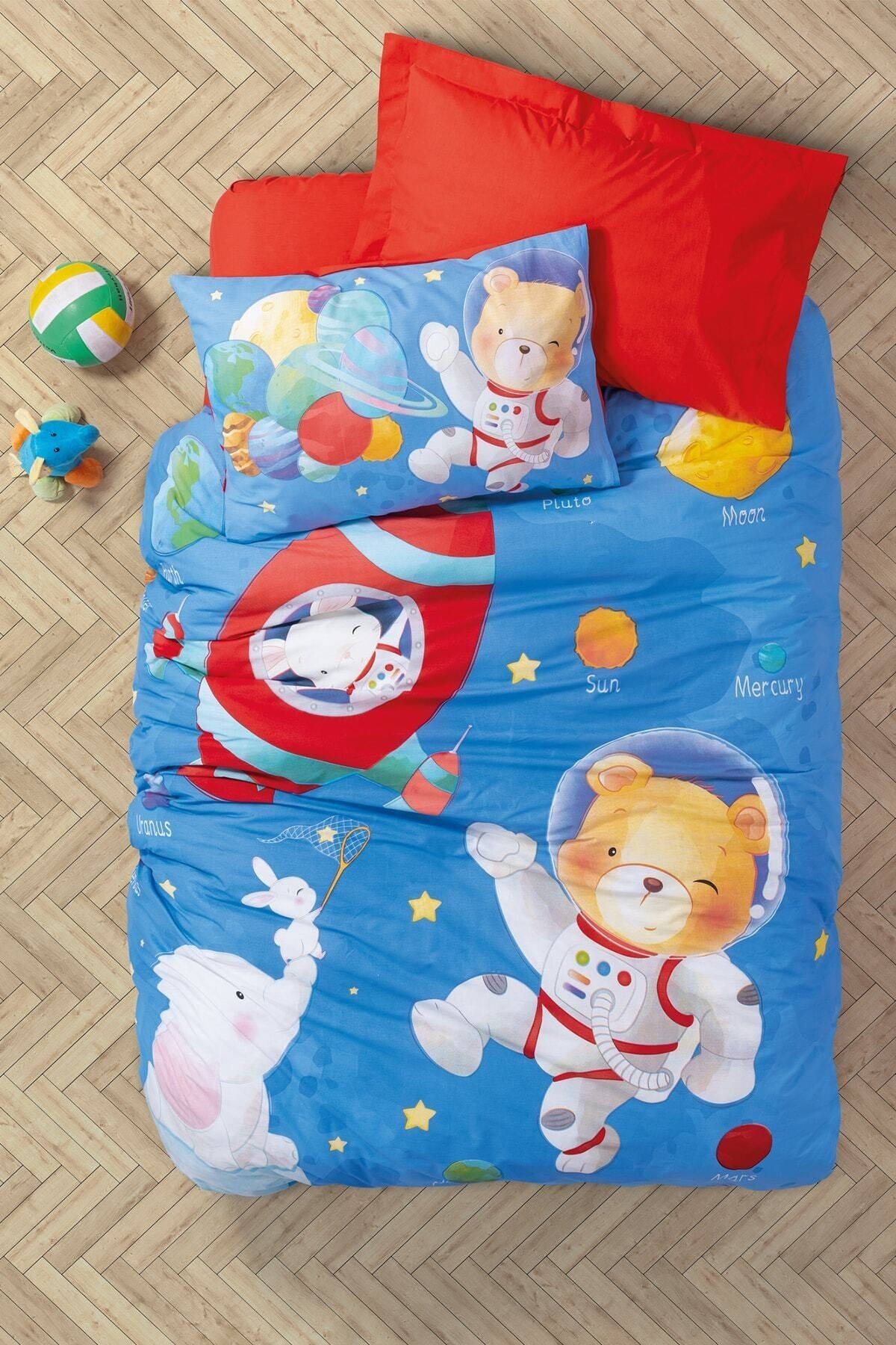 Junior Tek Kişilik Nevresim Takımı Planet Mavi