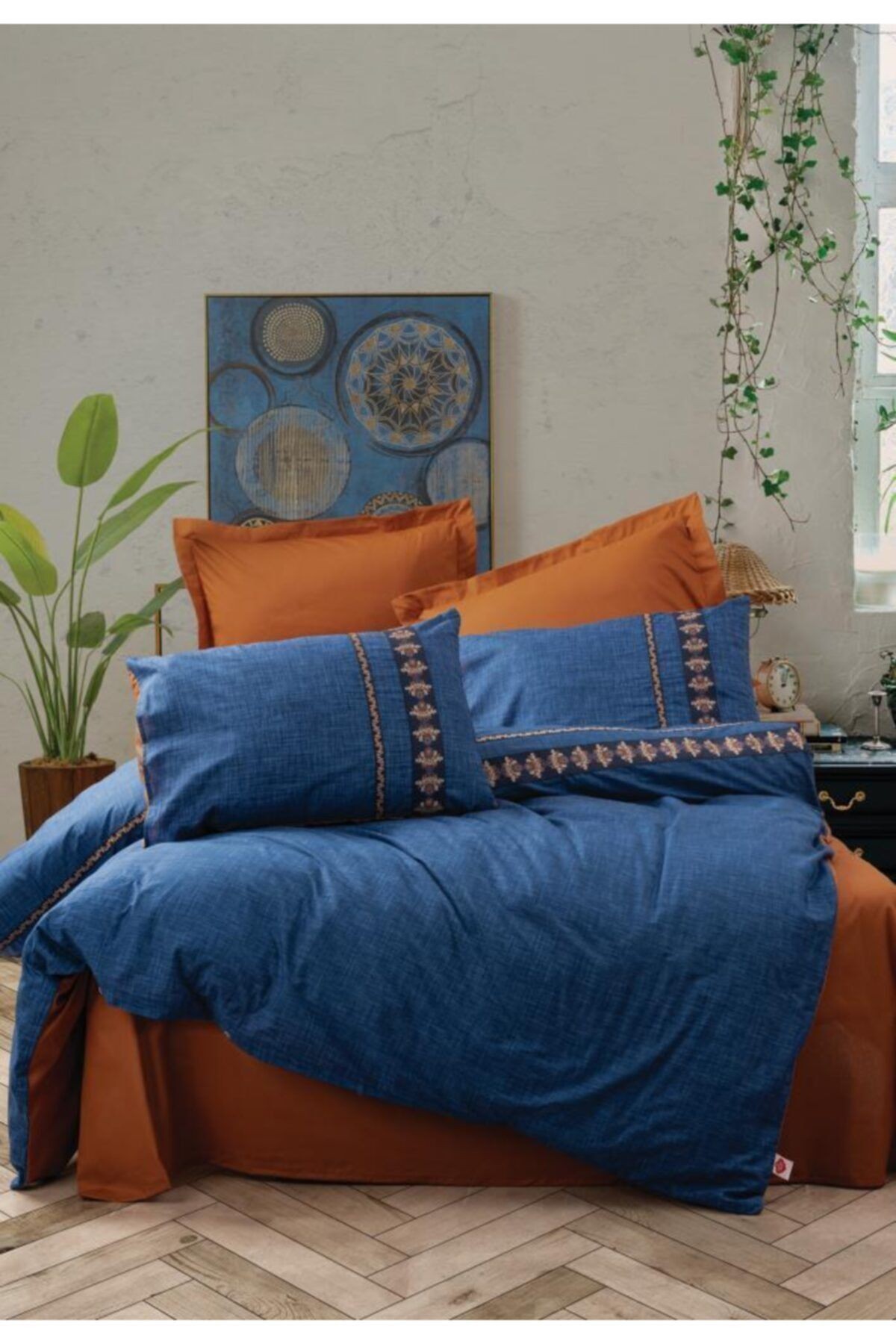 Emh Folk Art Çift Kişilik Nevresim Takımı Lusso Lacivert