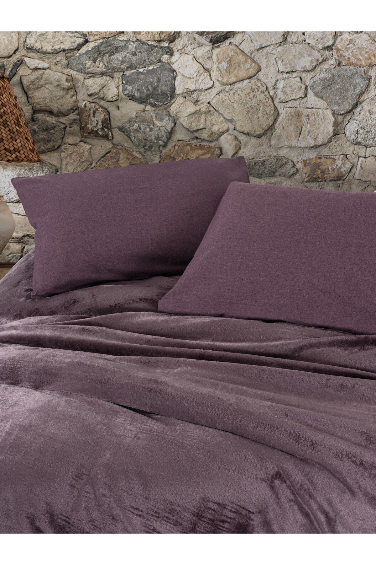 Çift Kişilik Nevresim Takımı Velvet Flossy Mürdüm