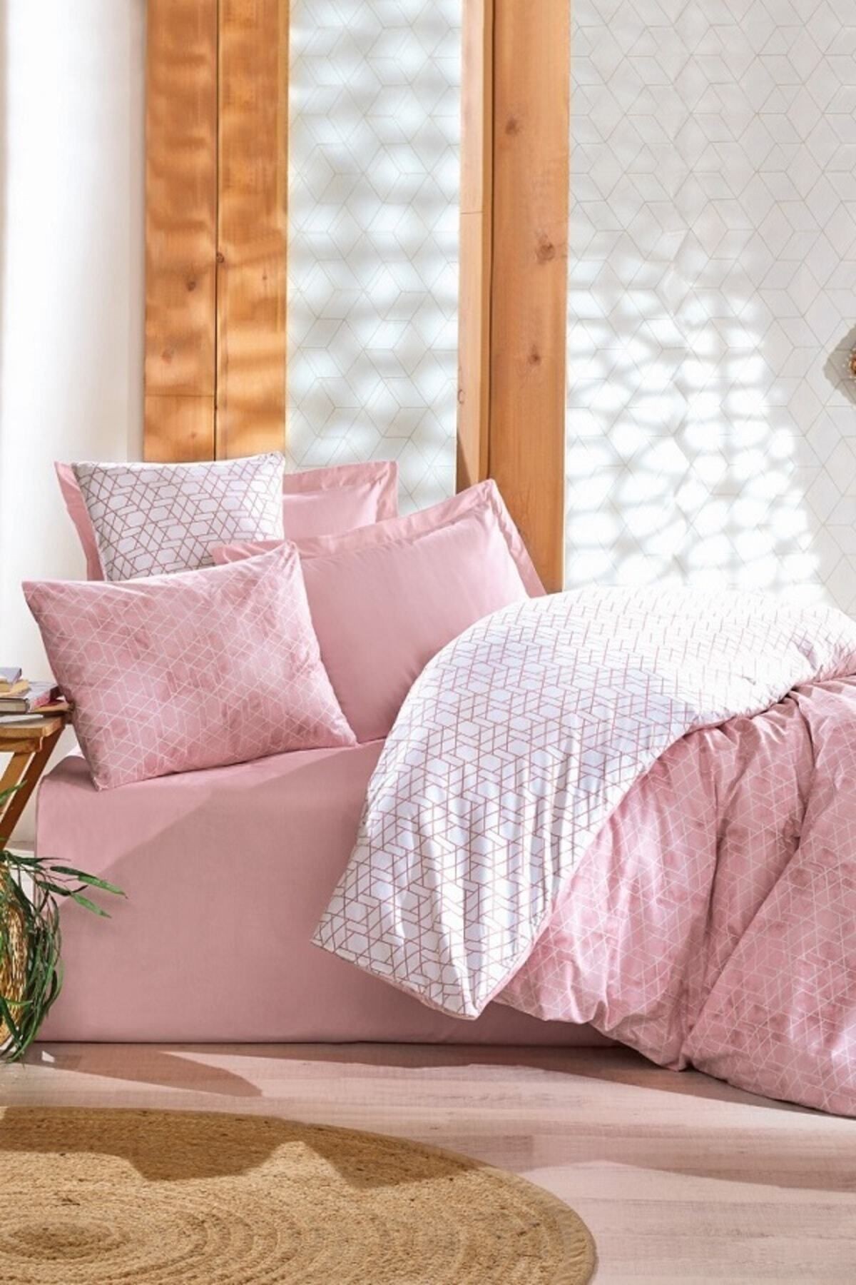 Best - Pembe Minimal Çift Kişilik Nevresim Takımı