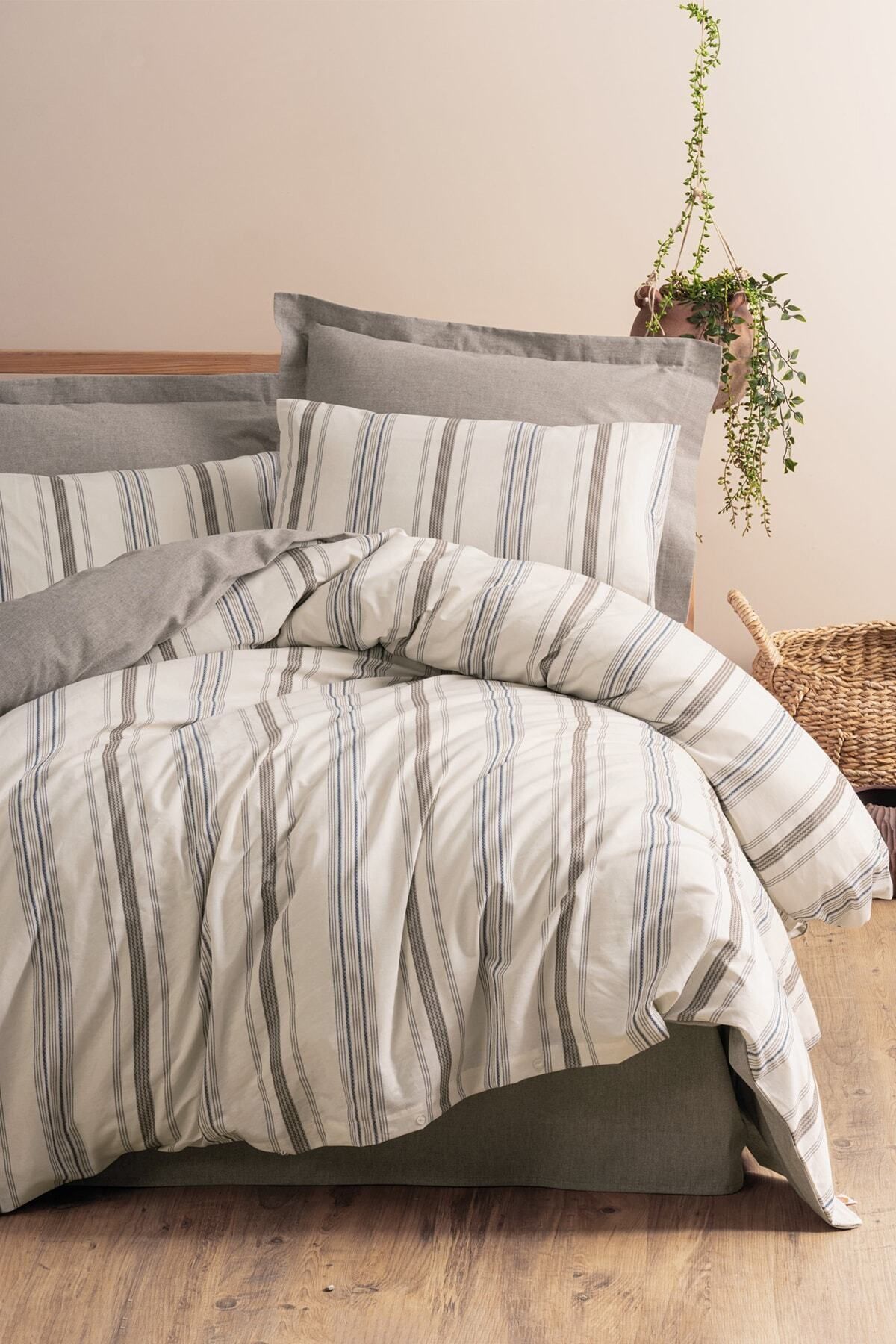 Natureforce Ipliği Boyalı Tek Kişilik Nevresim Takımı Neoma Vizon