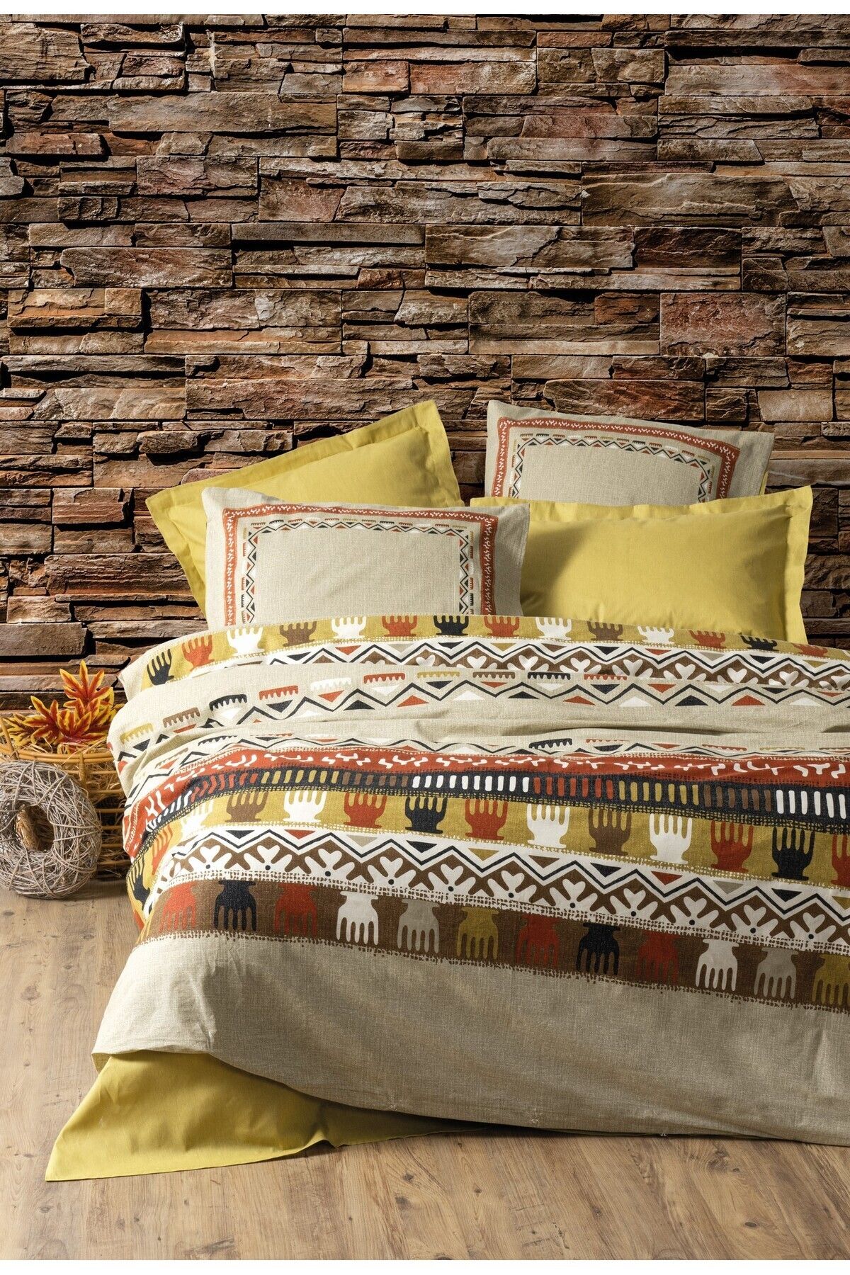 Ethnic Tek Kişilik Nevresim Takımı Magnus Hardal