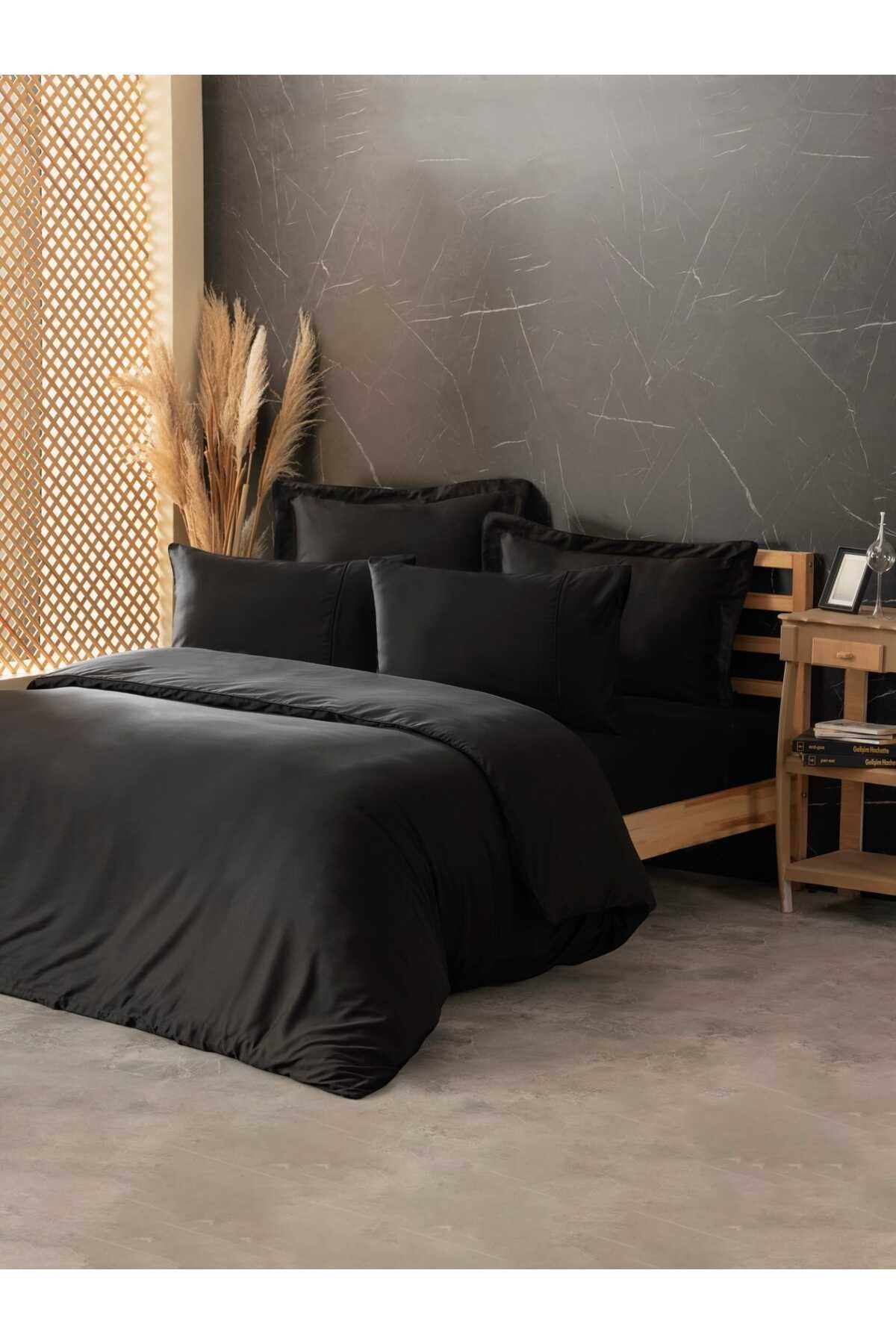 SILKY İPEK-SATEN NEVRESİM TAKIMI KING SIZE SİYAH