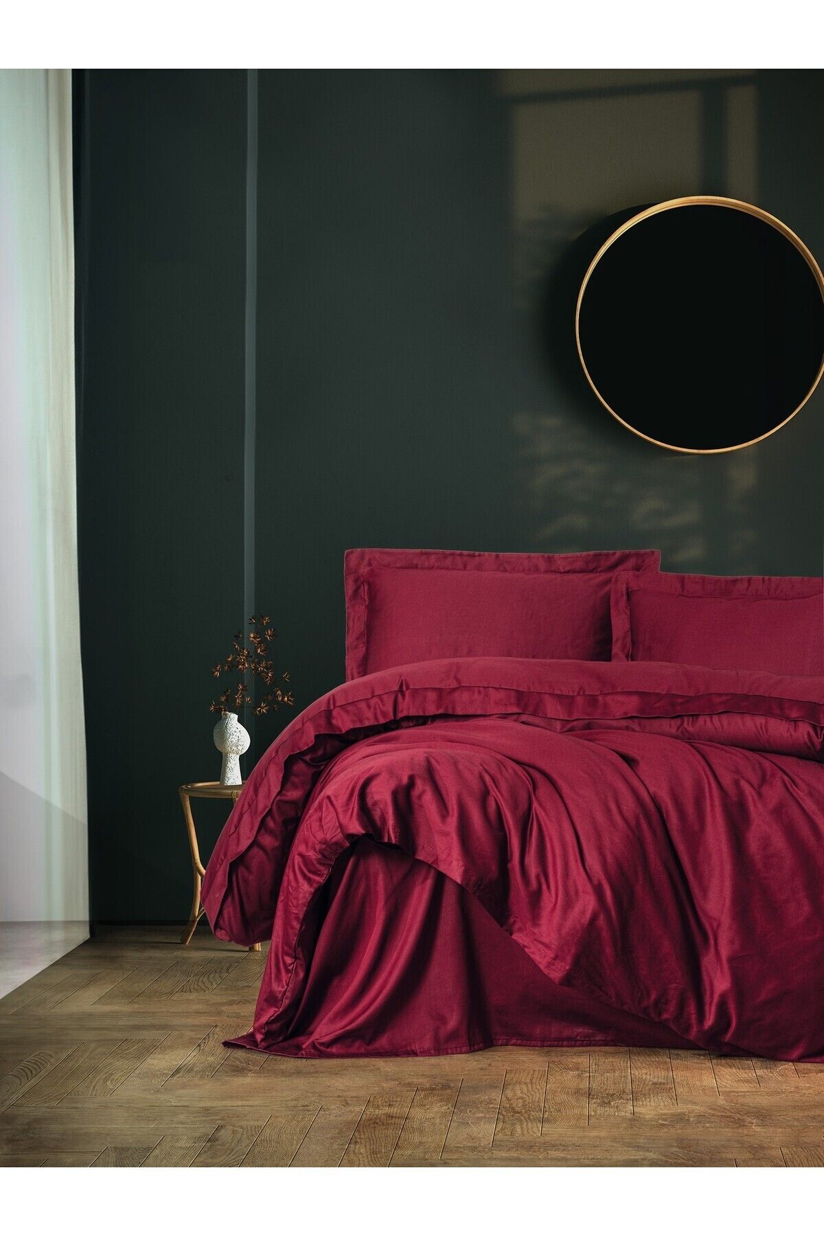 Elegant Saten Çift Kişilik Nevresim Takımı Bordo