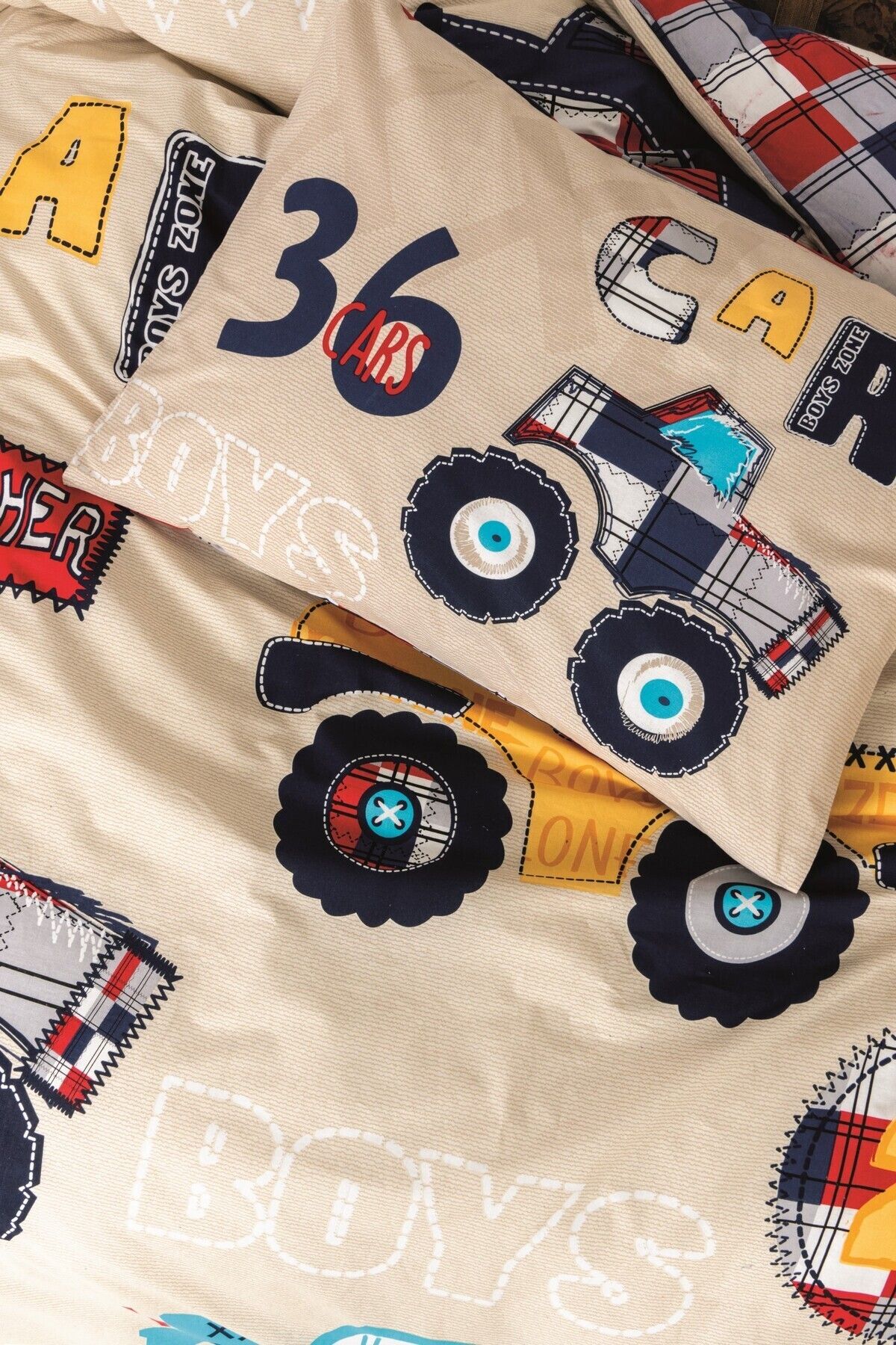 Ranforce Bej Junior Tek Kişilik Nevresim Takımı - Cars