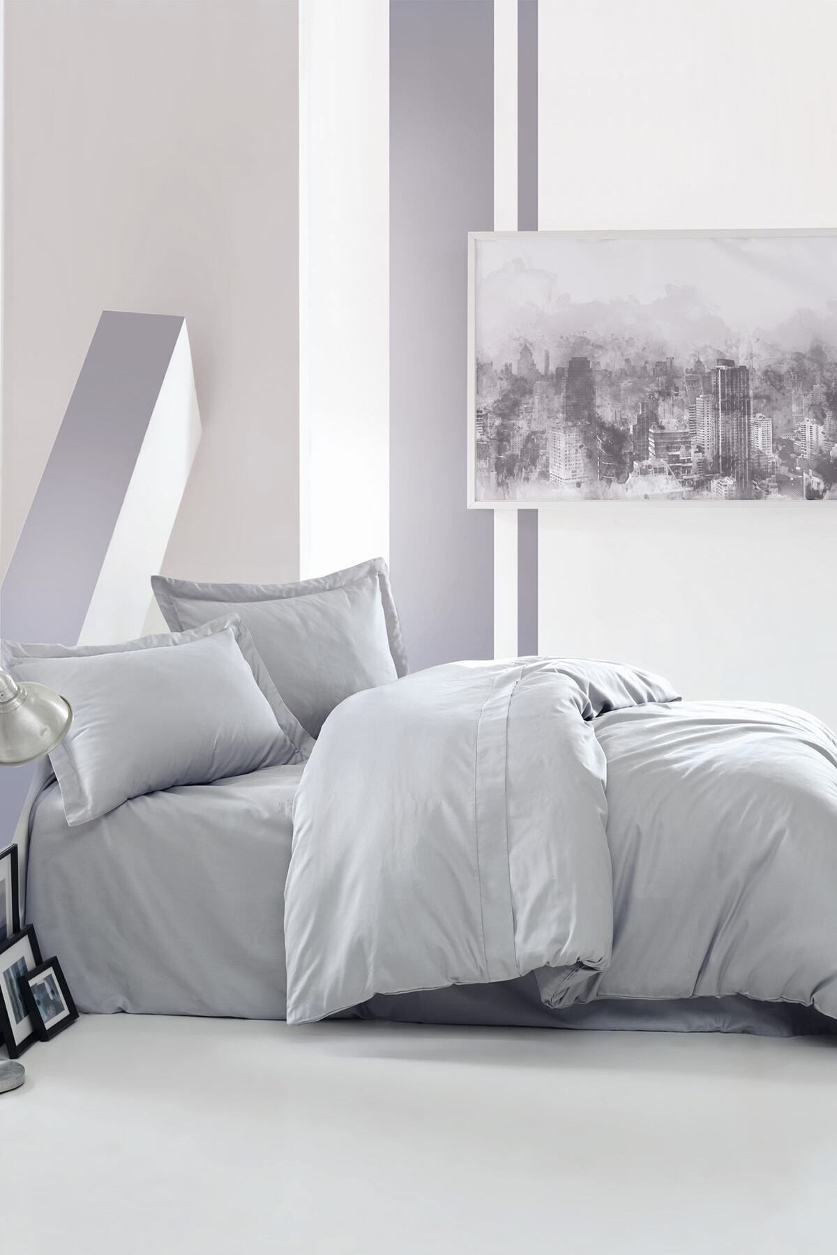 Elegant Saten Tek Kişilik Nevresim Takımı Gri