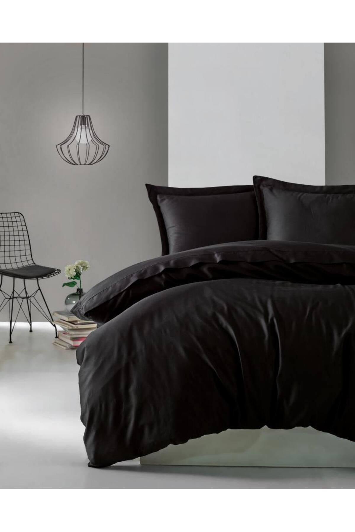 Elegant Saten Tek Kişilik Nevresim Takımı Siyah