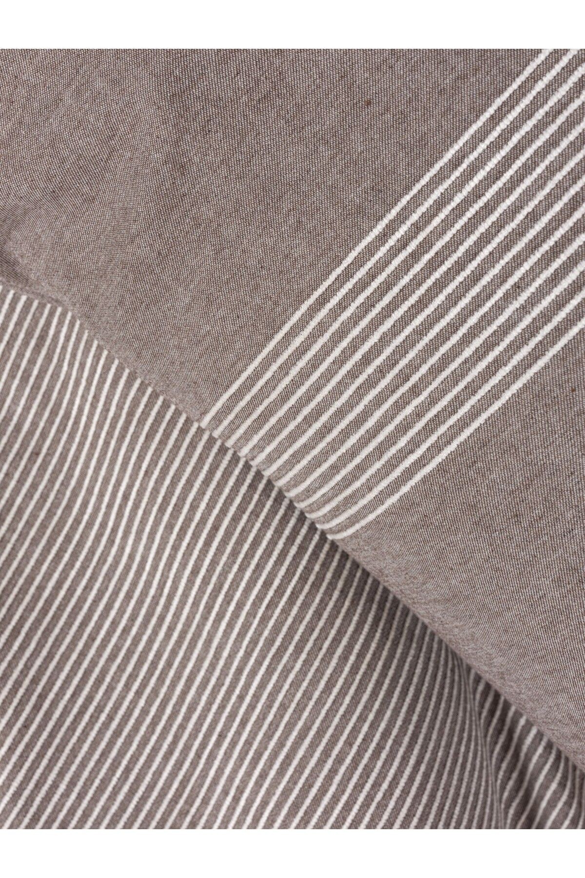 Ribbed Çift Kişilik Nevresim Takımı Linje Kahve