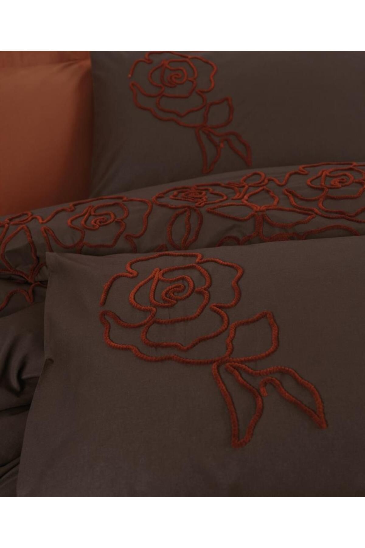 Brode Ranforce Çift Kişilik Nevresim Takımı Rosen Kiremit