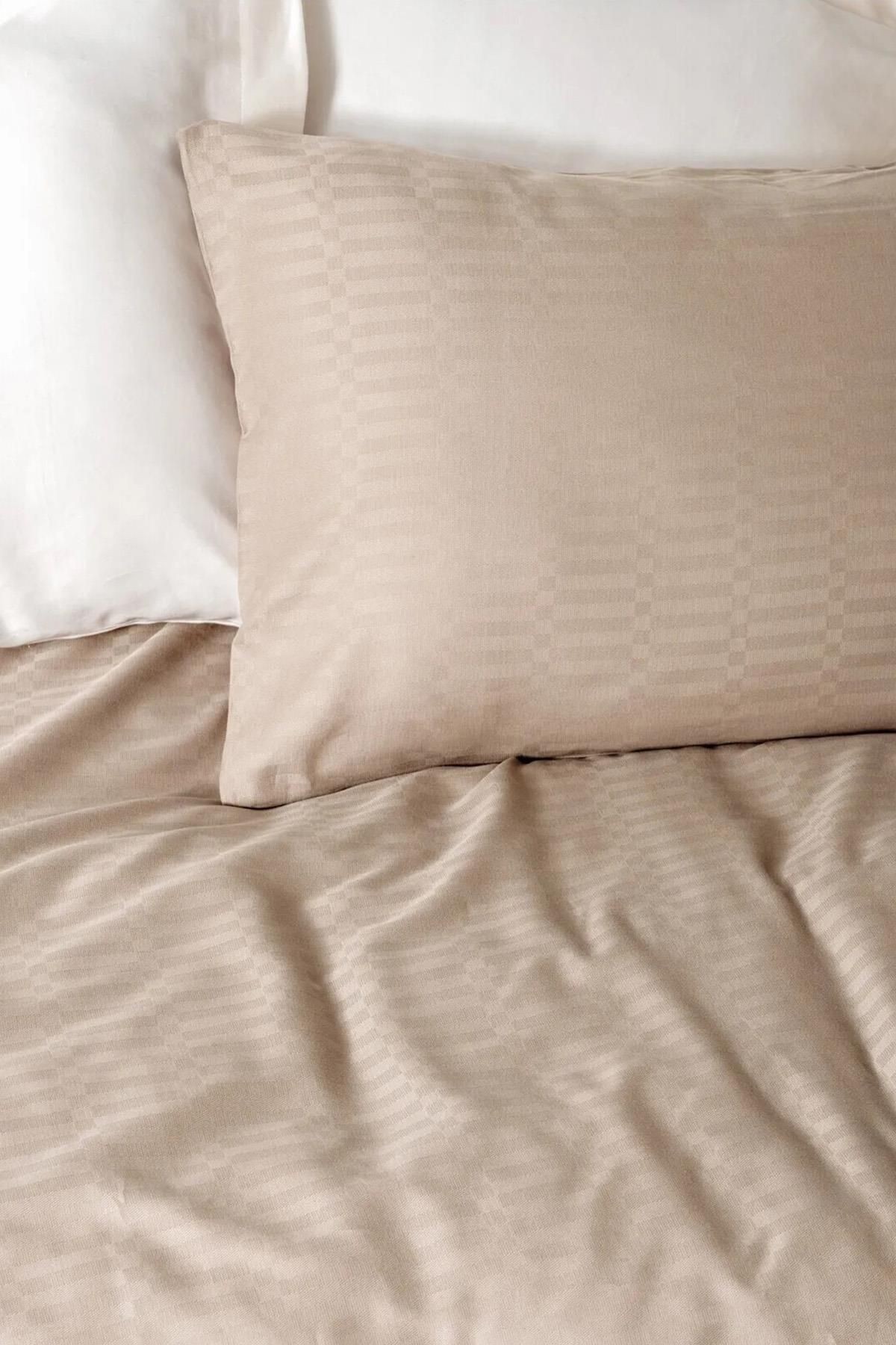 Smart Bambu Saten Çift Kişilik Nevresim Takımı Bej