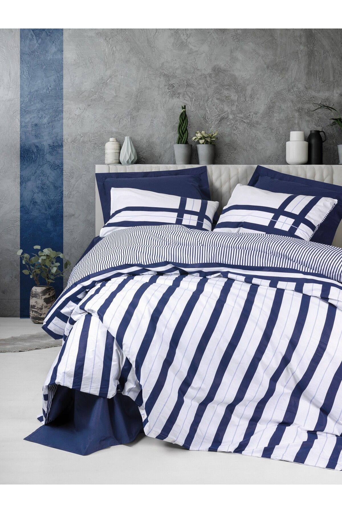 Nobil Ranforce Çift Kişilik Nevresim Takımı Nifty Lacivert