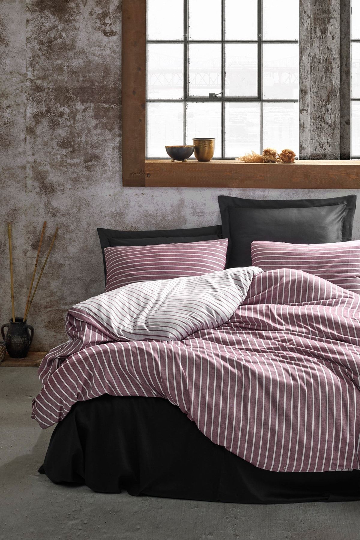 Bambu Çift Kişilik Nevresim Takımı Bordo