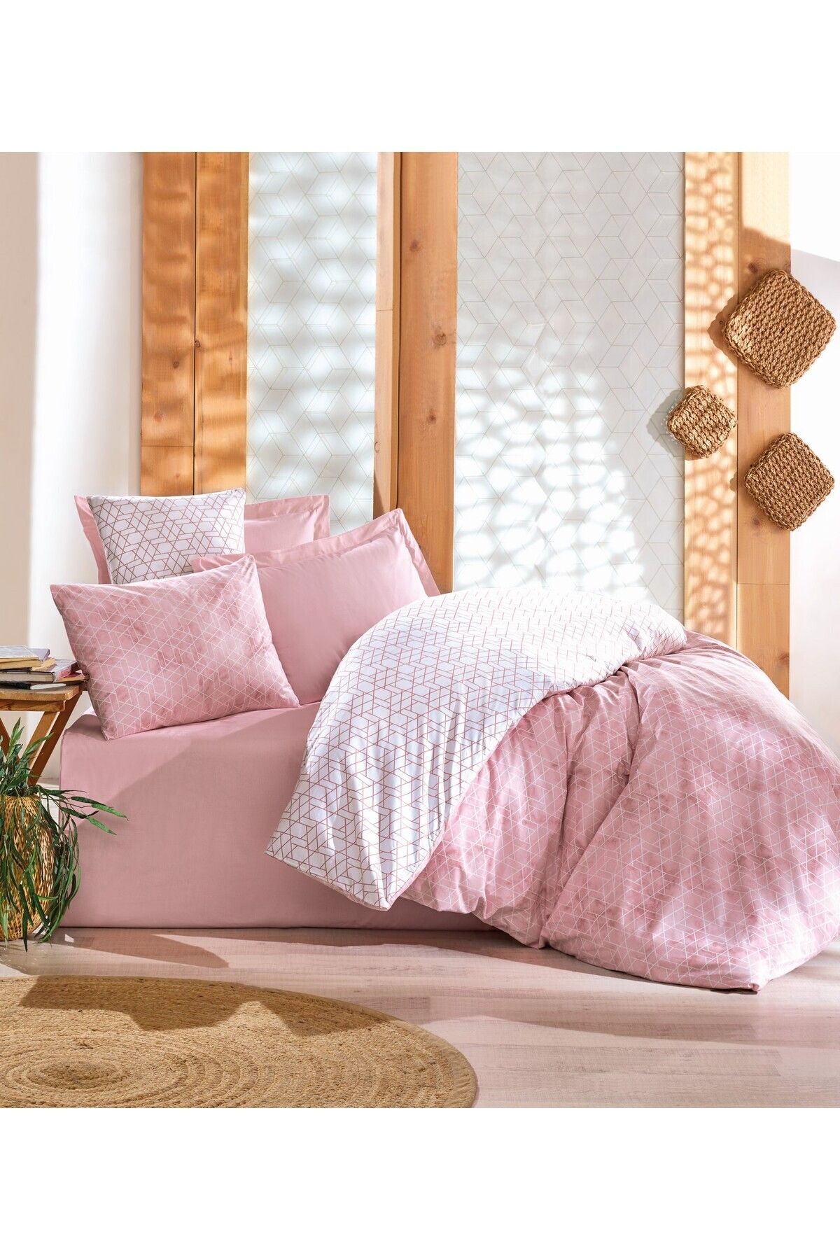 Best - Pembe Minimal Tek Kişilik Nevresim Takımı