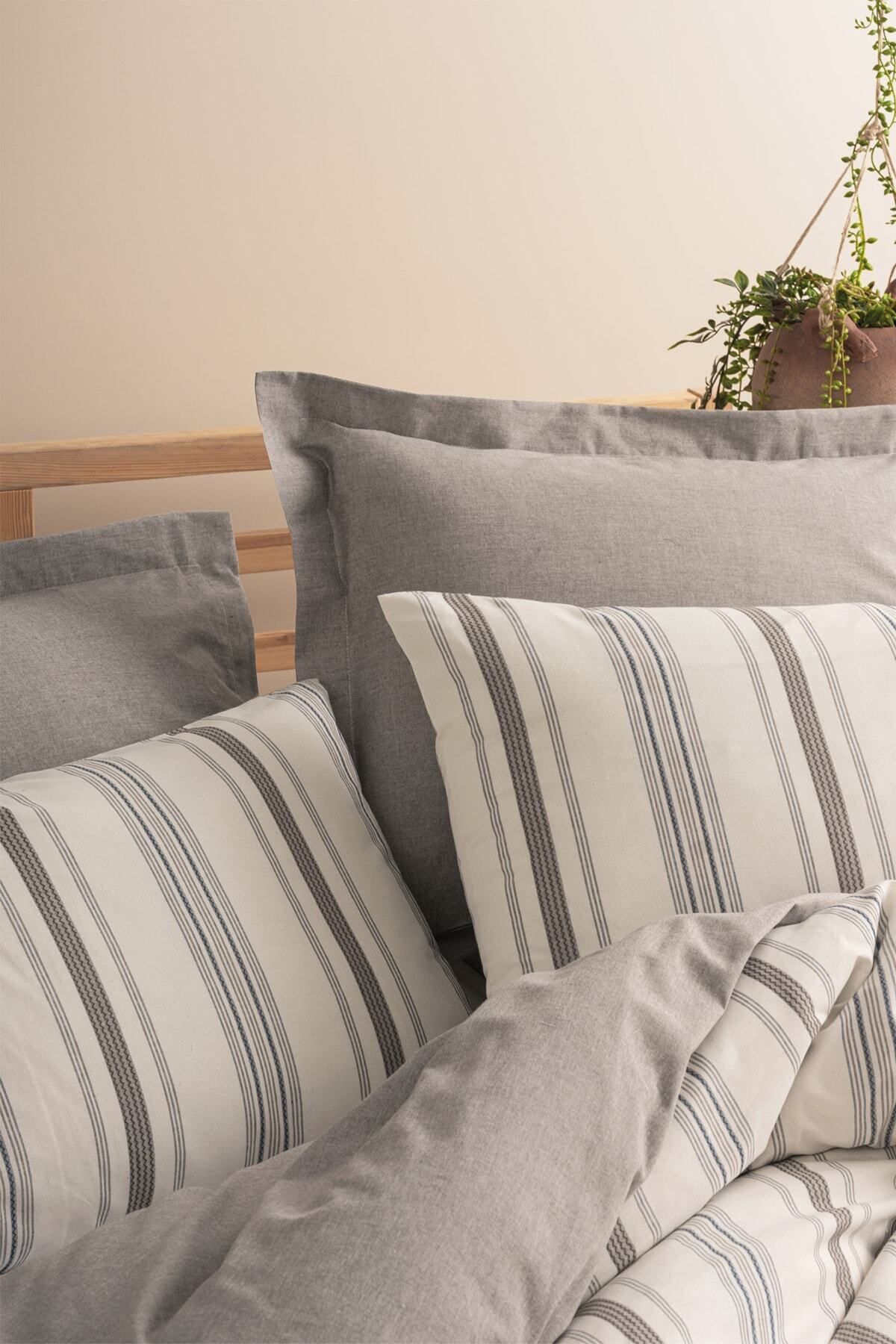 Natureforce Ipliği Boyalı Tek Kişilik Nevresim Takımı Neoma Vizon