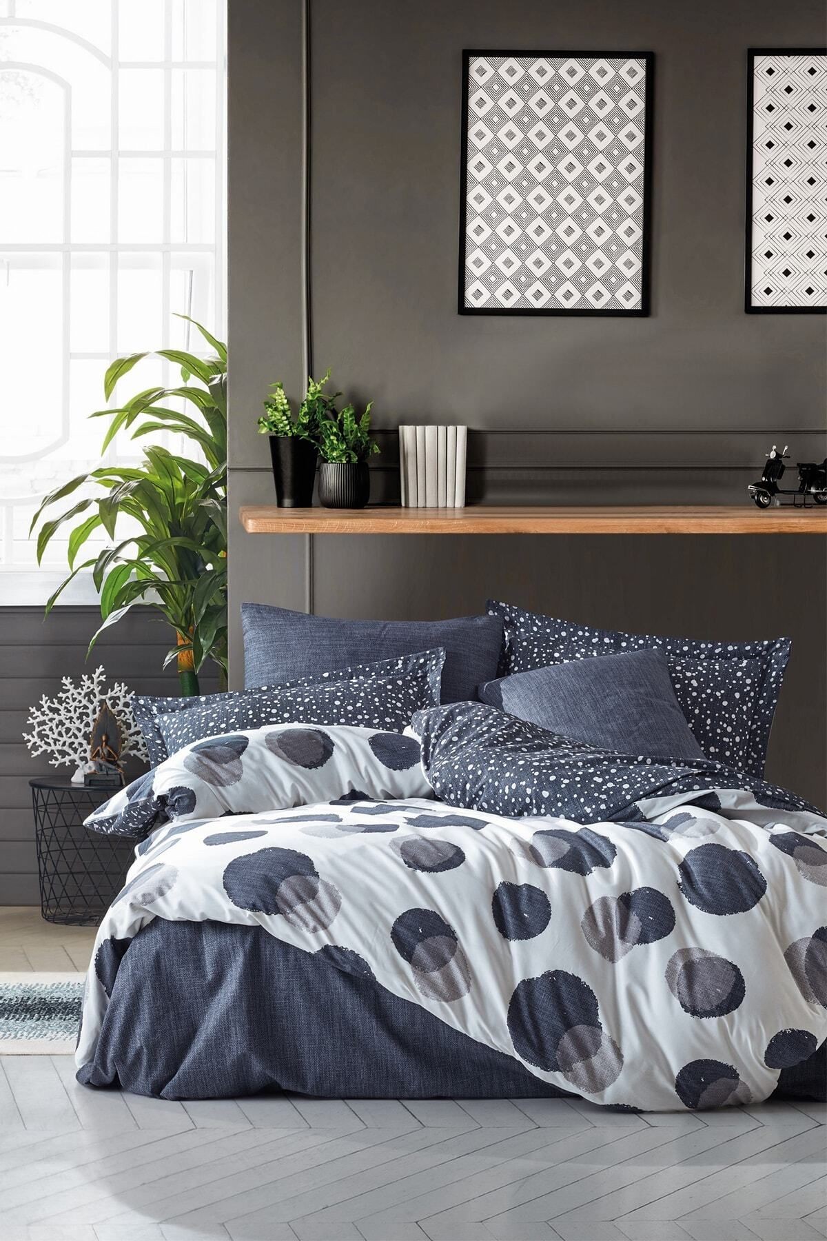 Modern Tek Kişilik Nevresim Takımı Orva Indigo