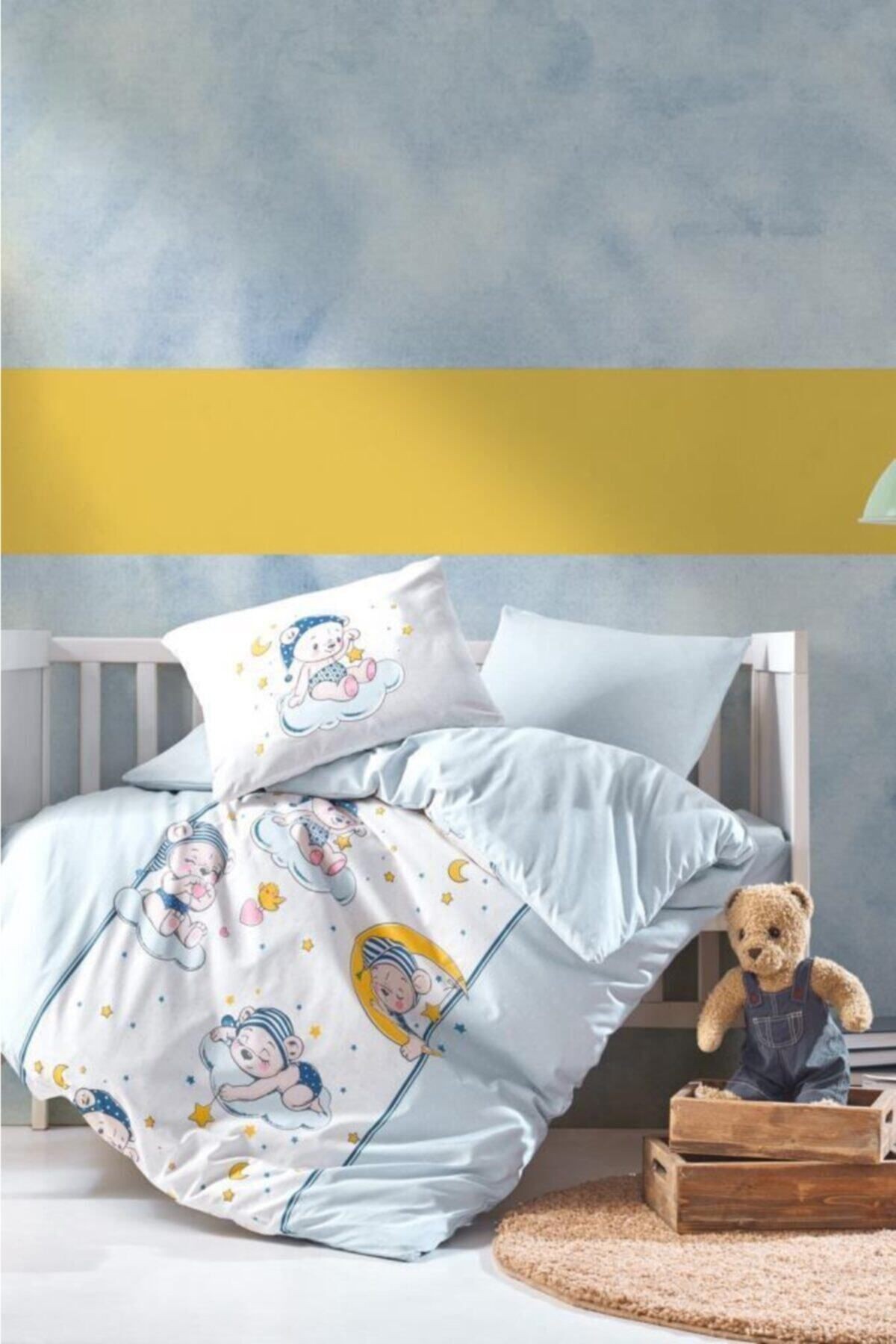 Mavi Bear Pamuk Bebek Nevresim Takımı