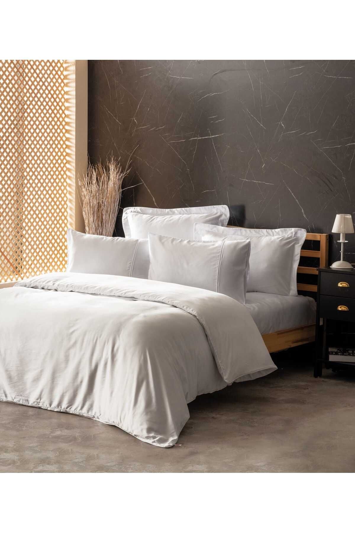 SILKY İPEK-SATEN NEVRESİM TAKIMI KING SIZE BEYAZ