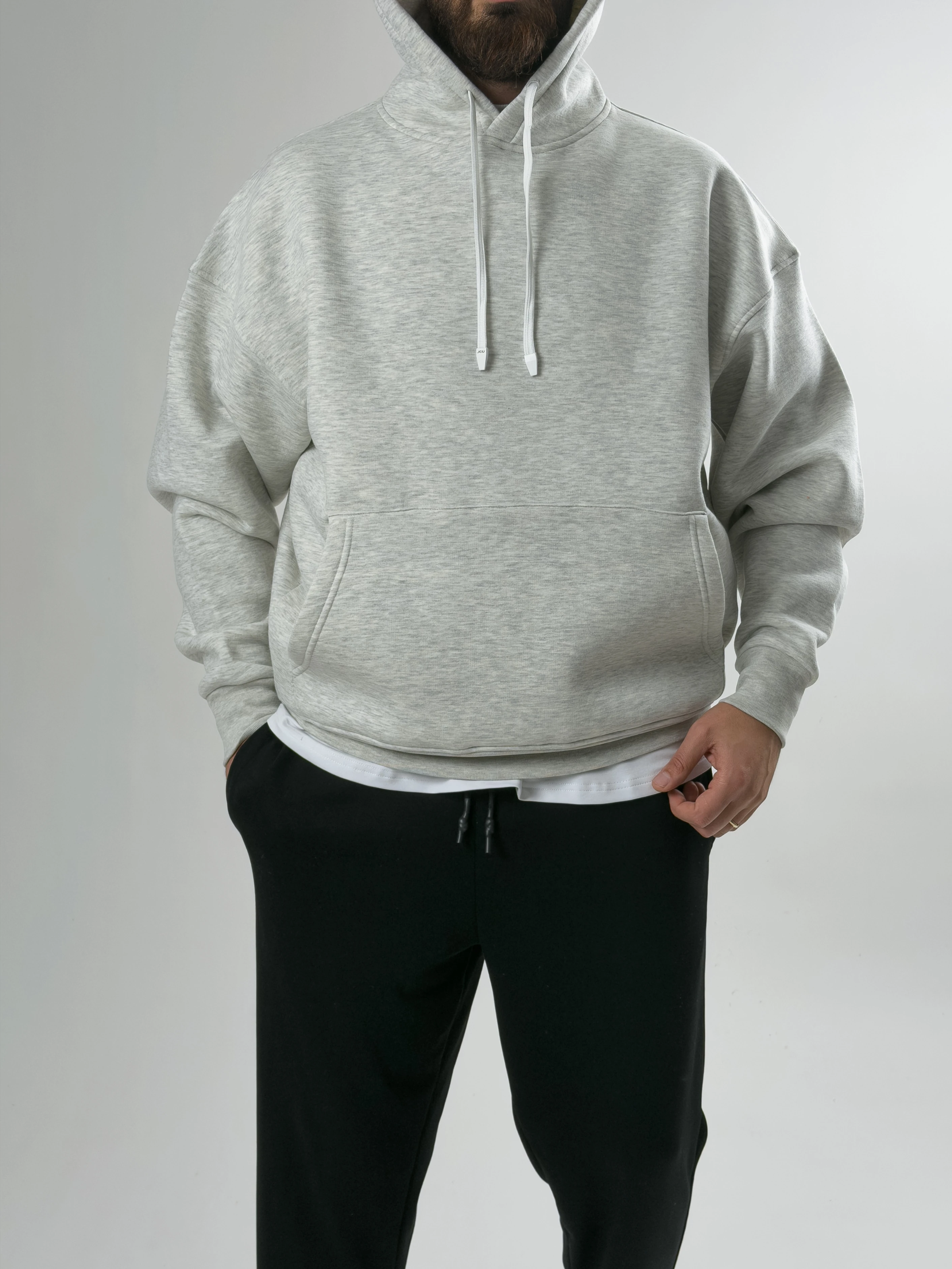 Erkek Şardonlu Gri Hoodie COC2604