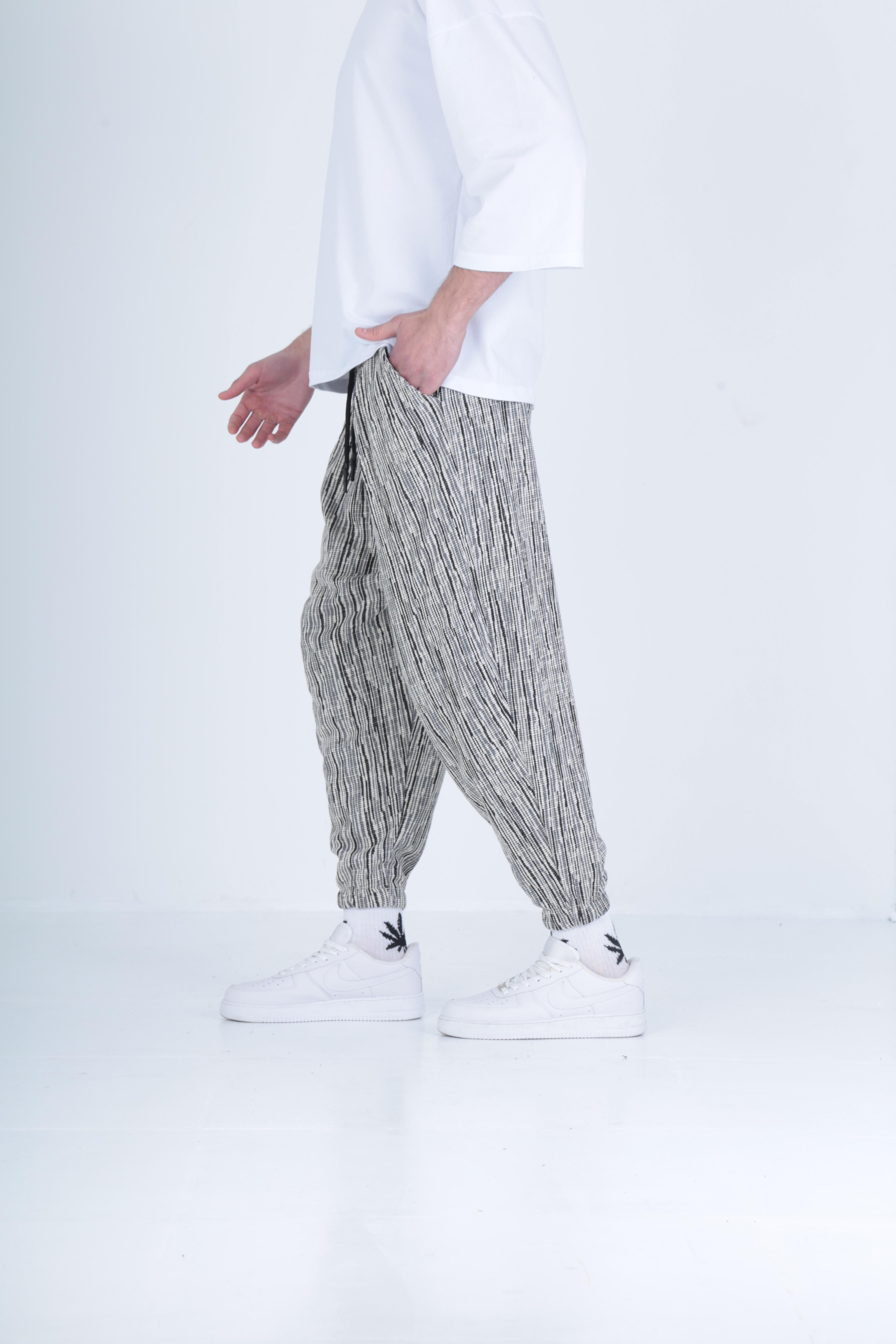 Desenli Pileli Jogger Pantolon