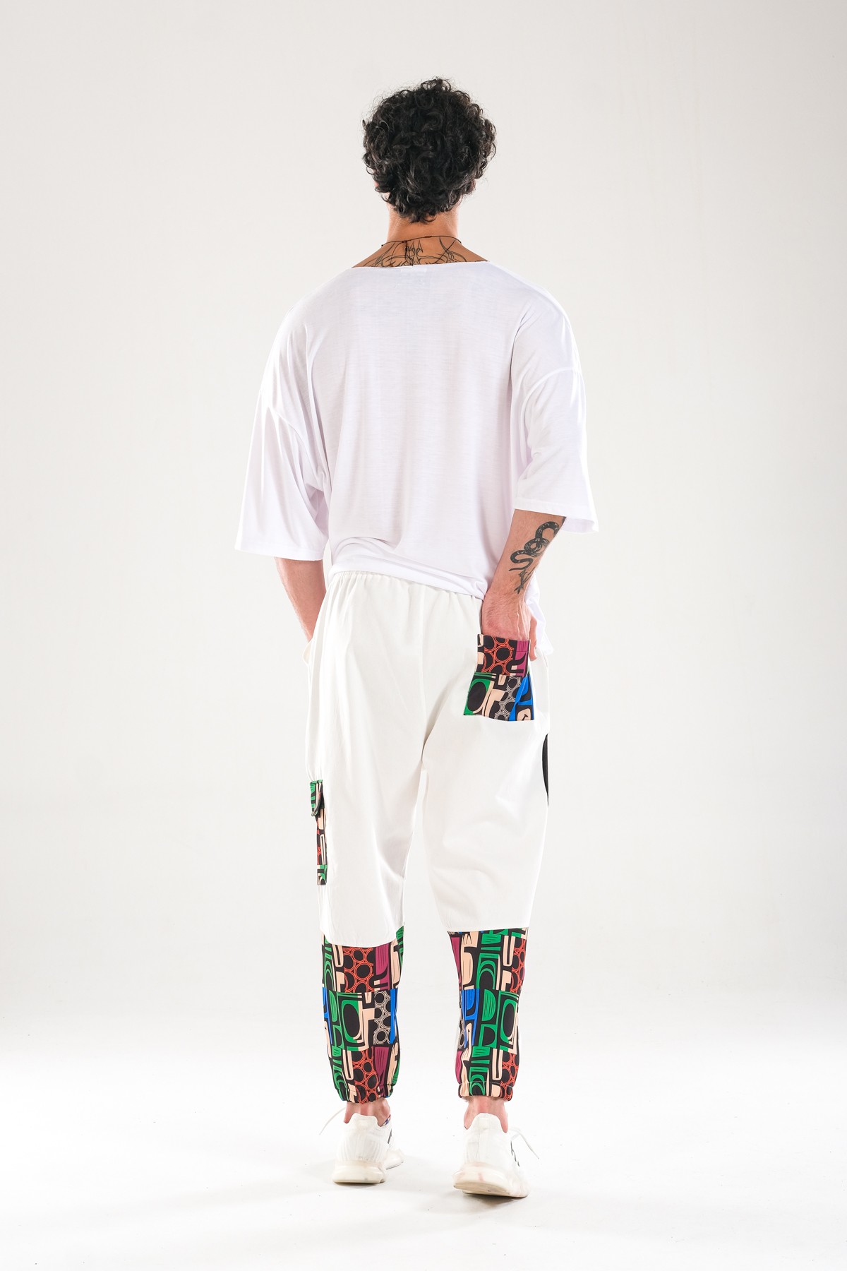 Neon Desenli Gabardin Jogger Pantolon