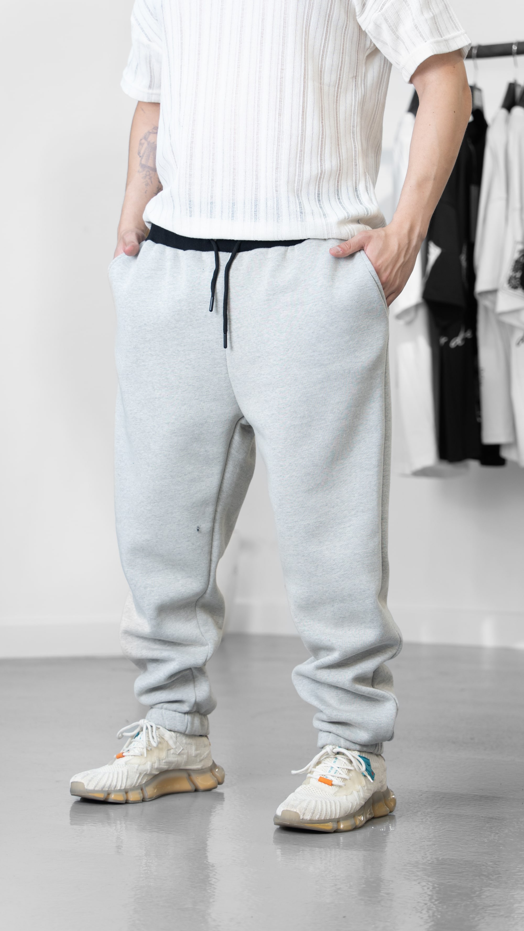 3 İplik Şardonlu Gri Jogger