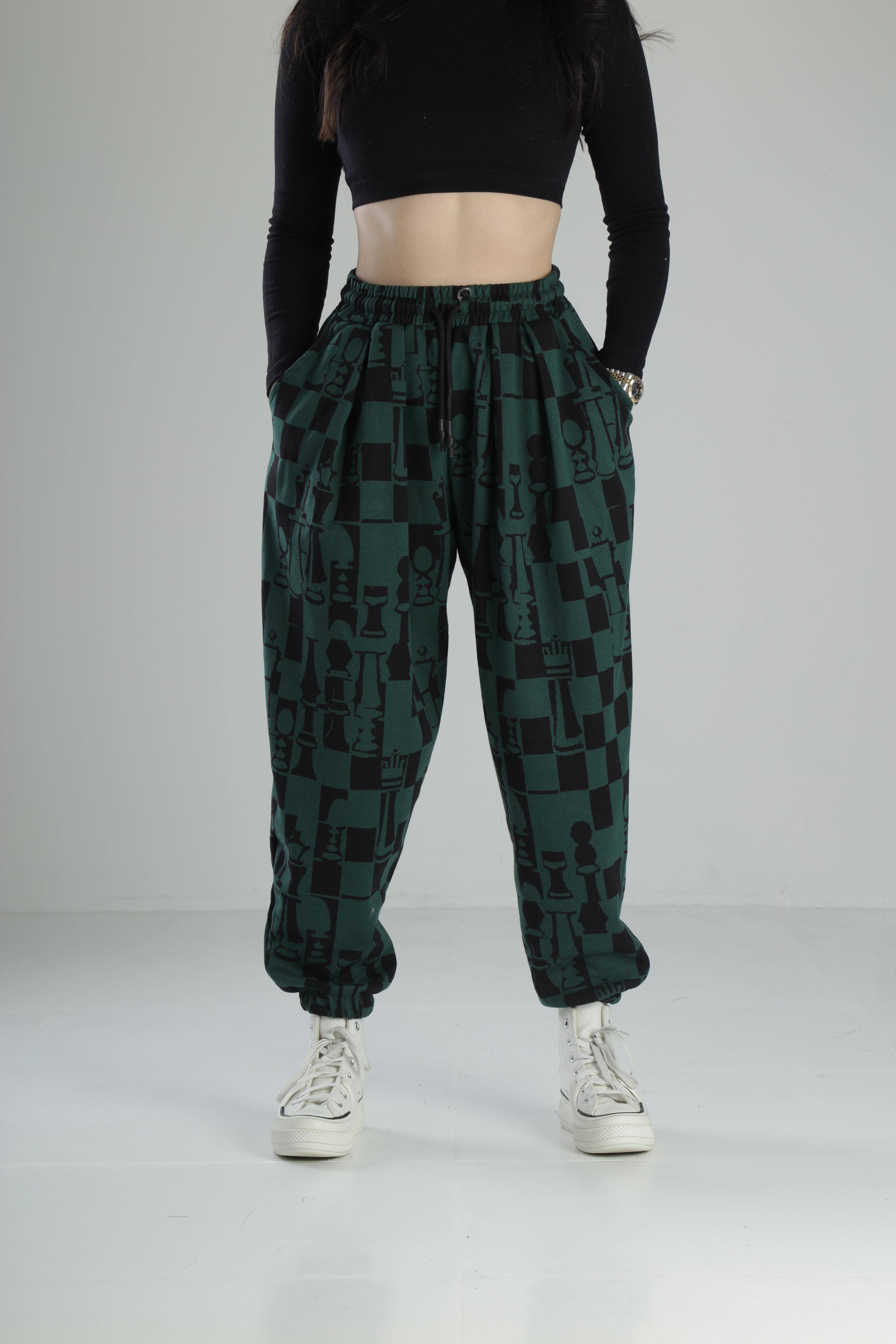 Dama Desenli Pileli Jogger Pantolon