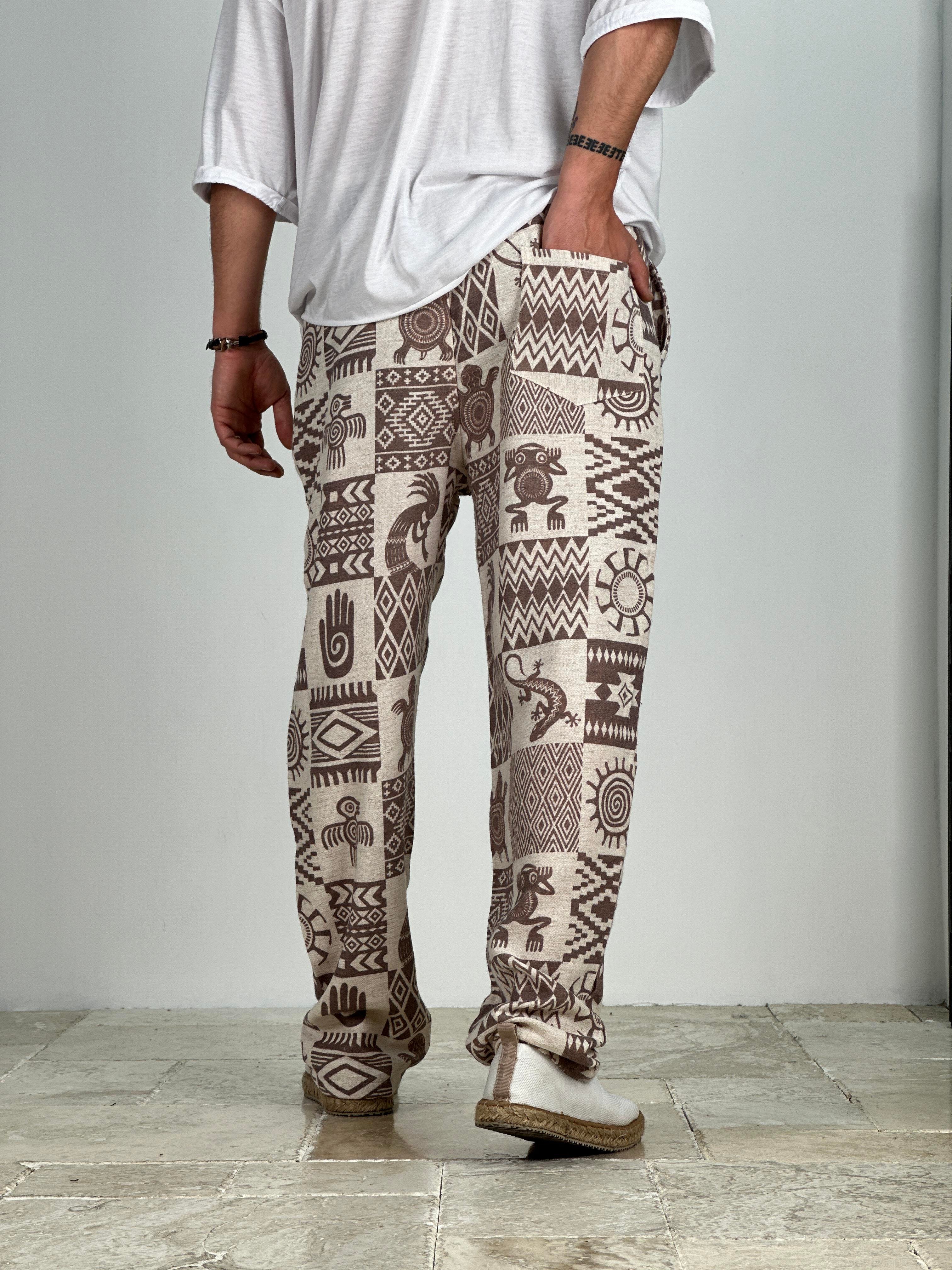 Cocopelli Desenli Keten Pantolon