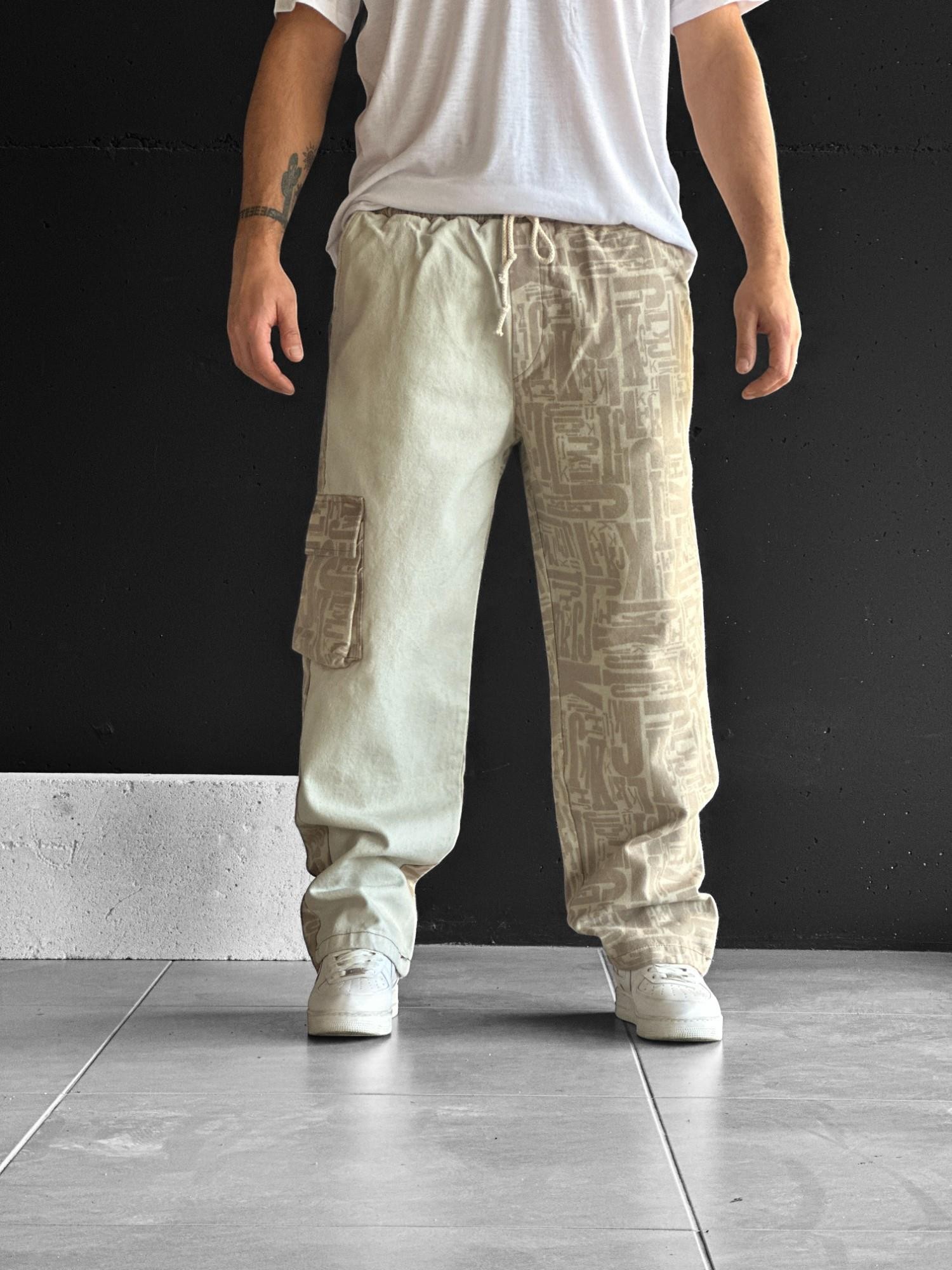 Kargo Cepli Gabardin Kumaş Baggy Pantolon