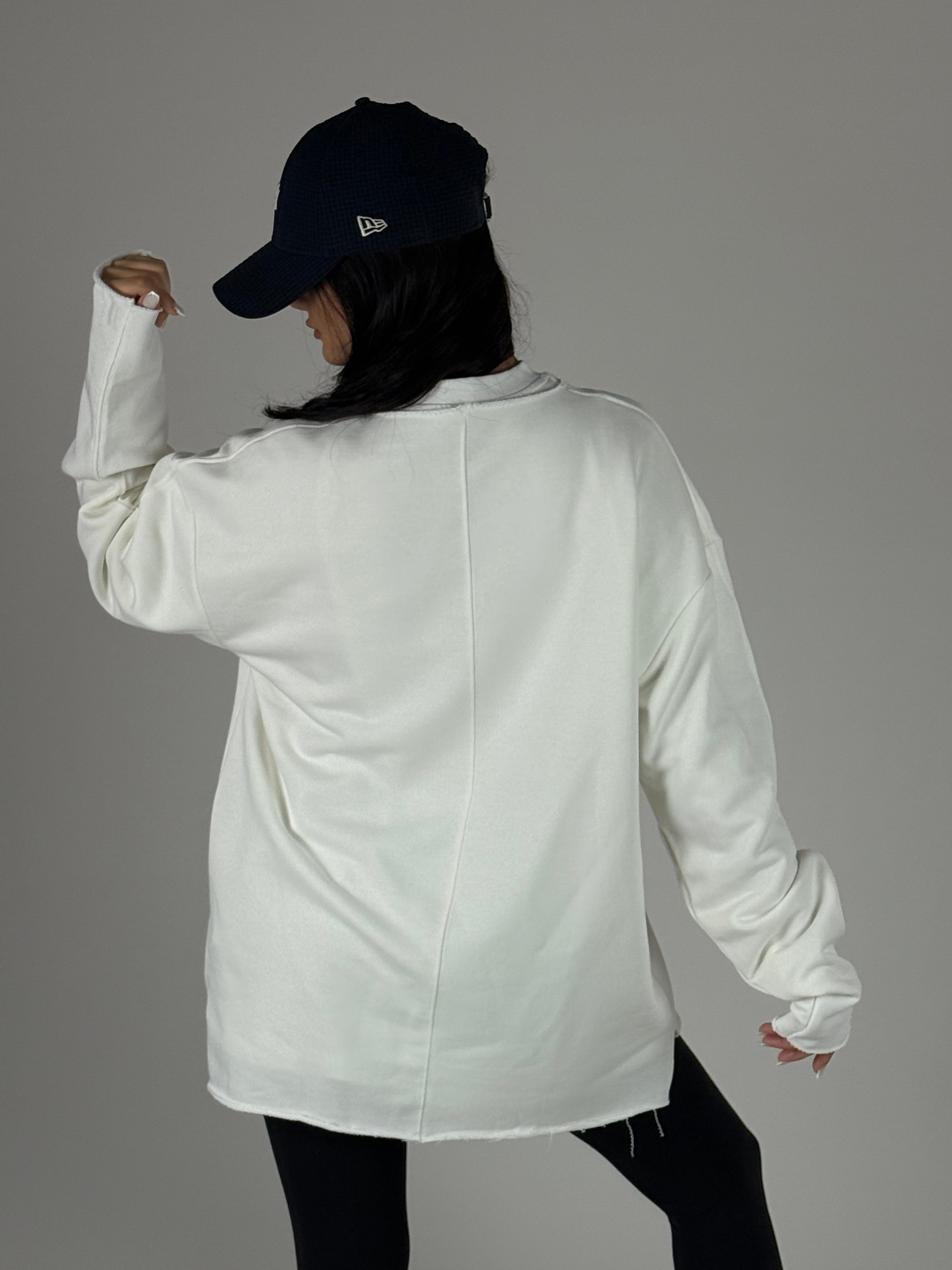Oversize Ekru Kadın Sweat