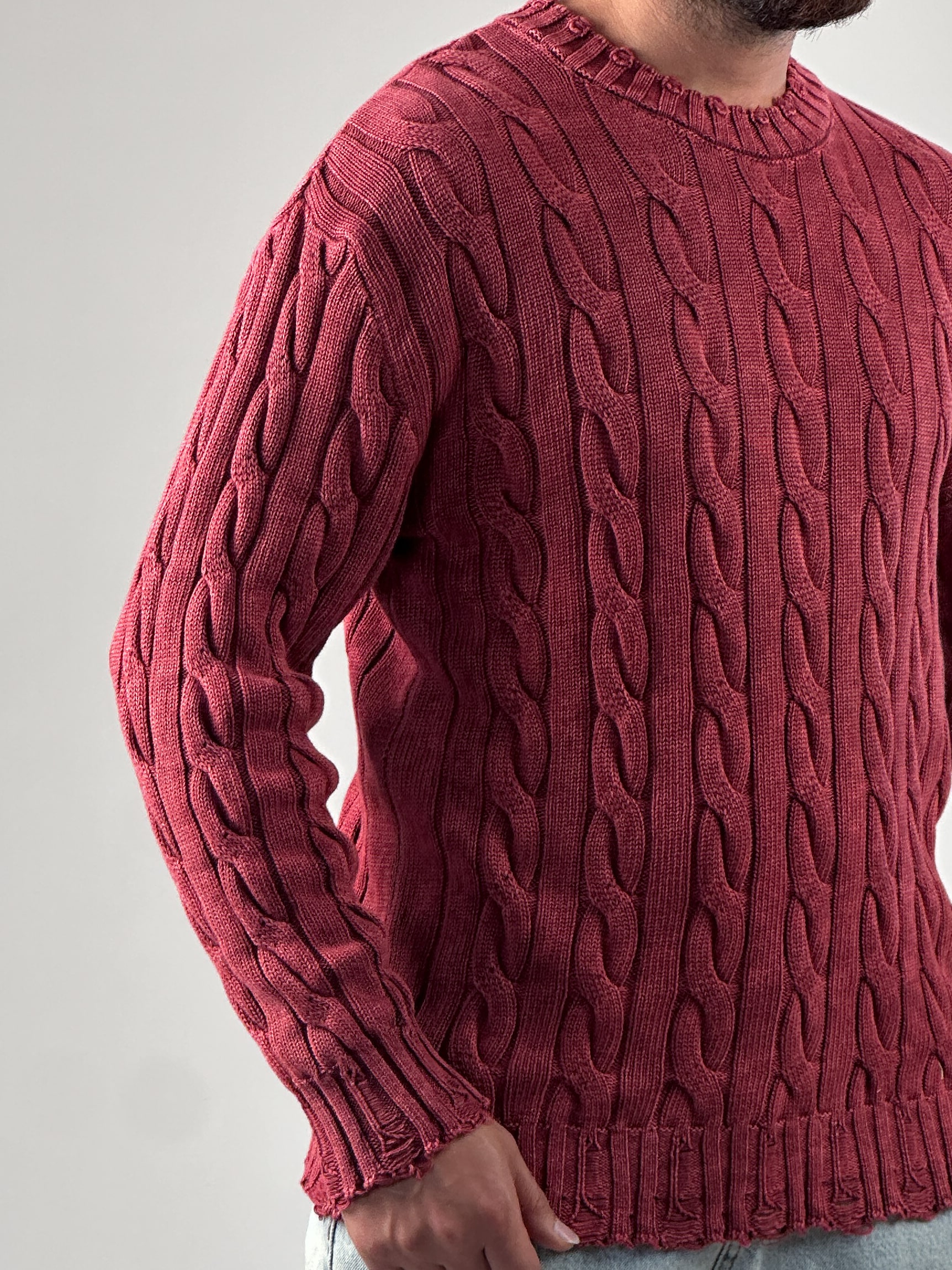 Bordo Triko Erkek Sweatshirt