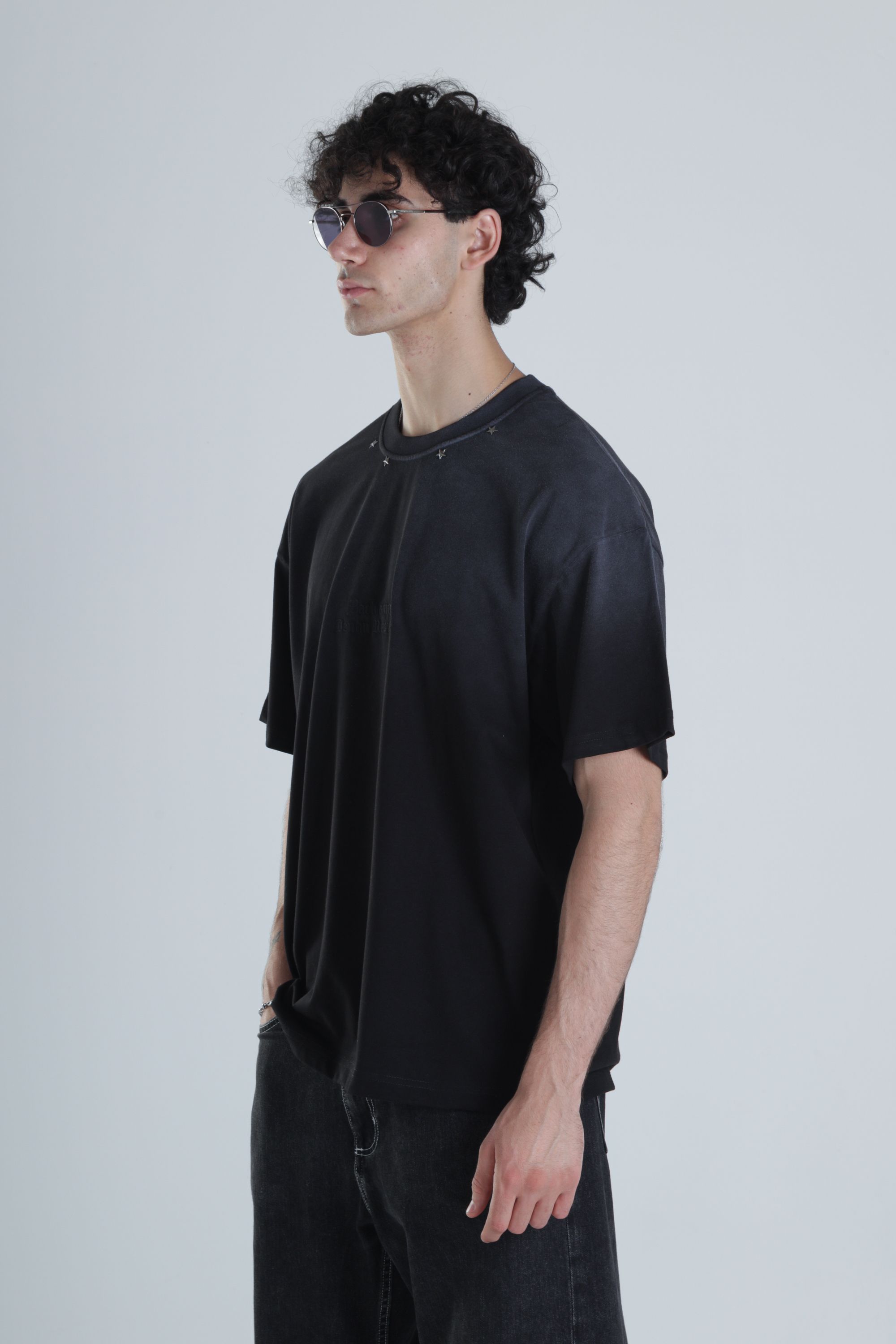 Antrasit Oversize Tasarım T-Shirt