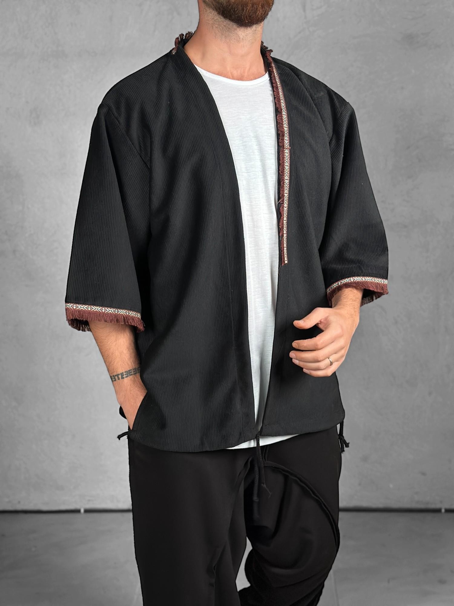 Siyah Kadife Kimono