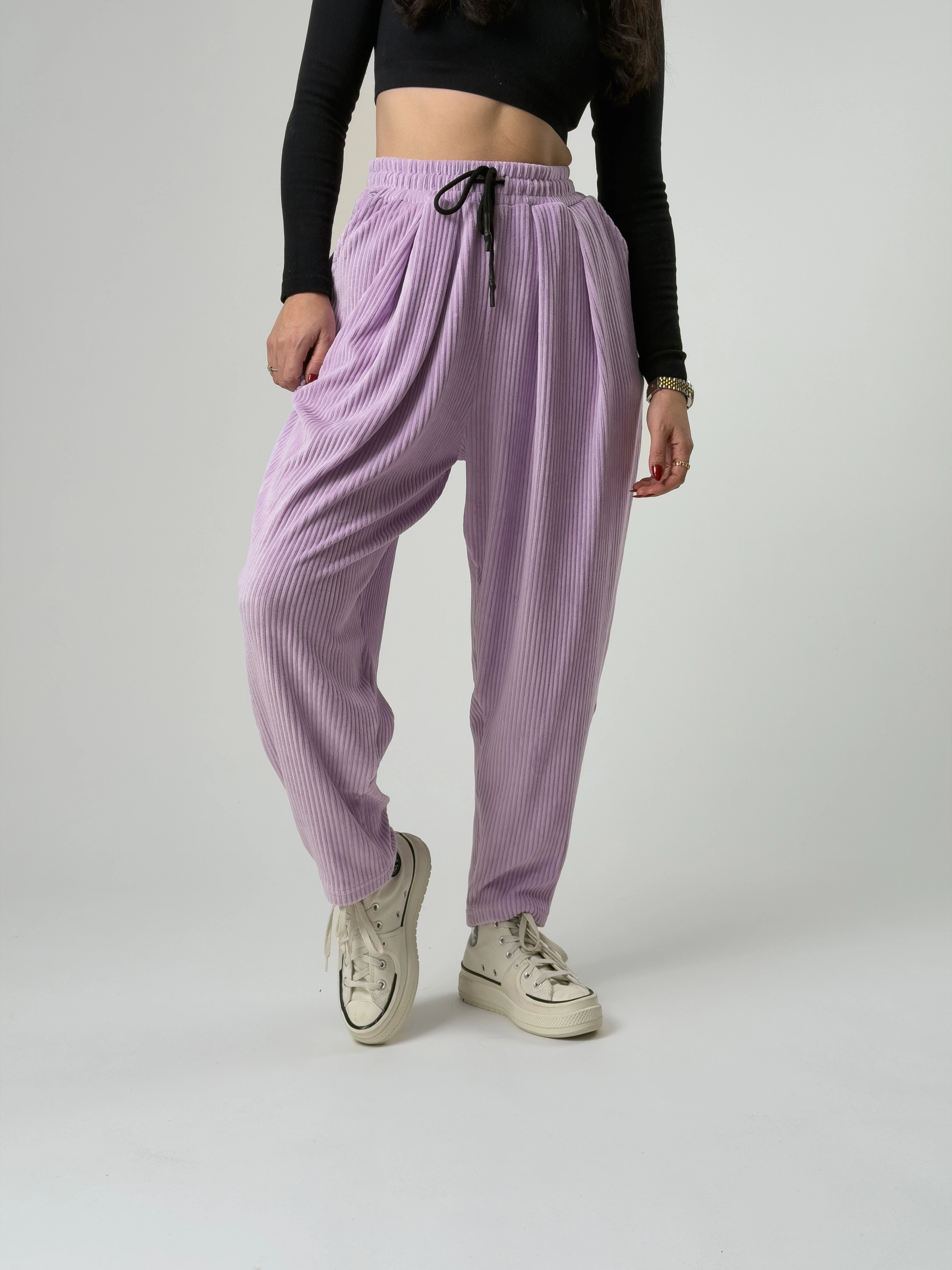 Mor Pileli Kadın Jogger Pantolon COC2562