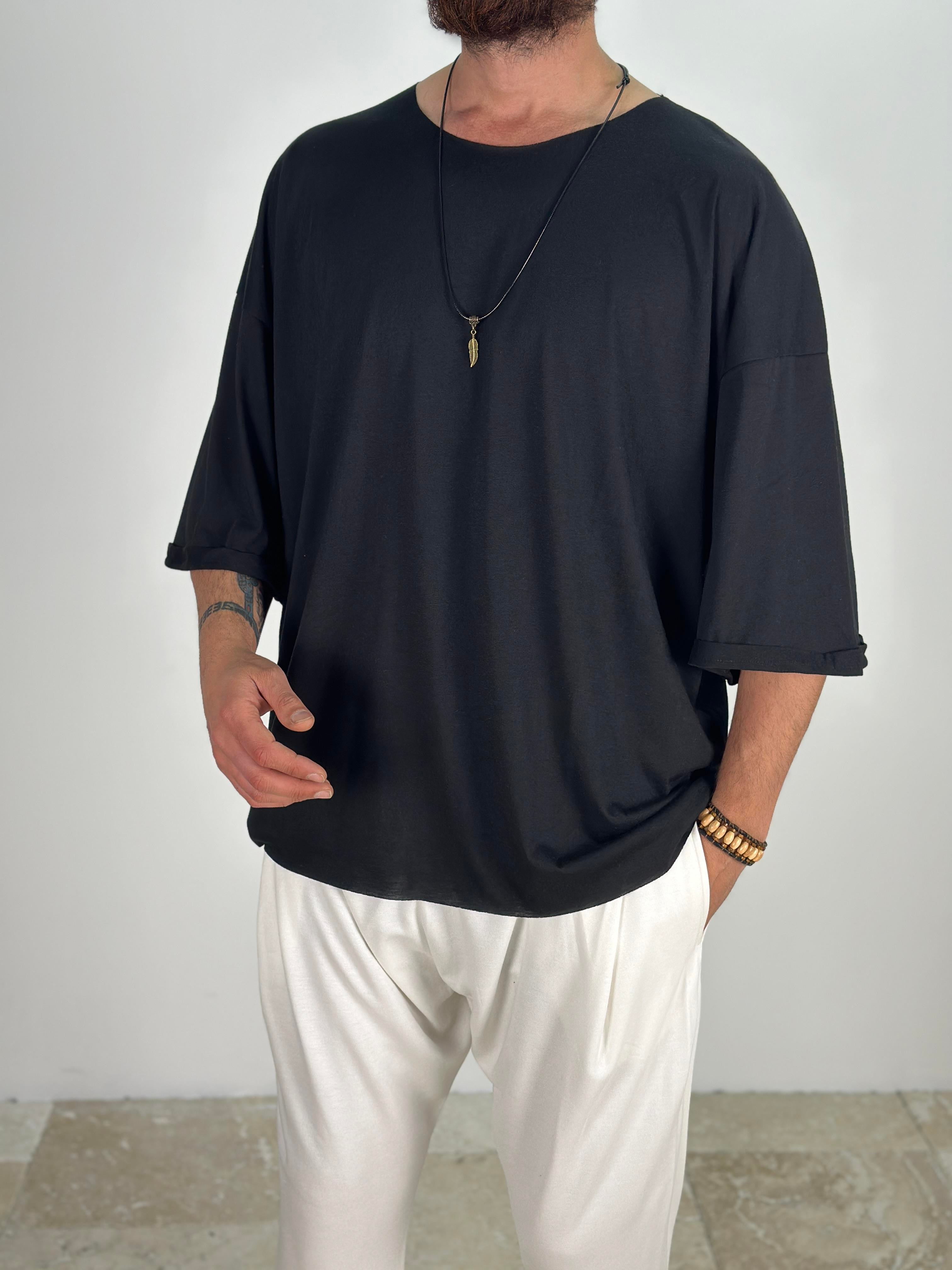 Viscon Oversize Siyah T-Shirt