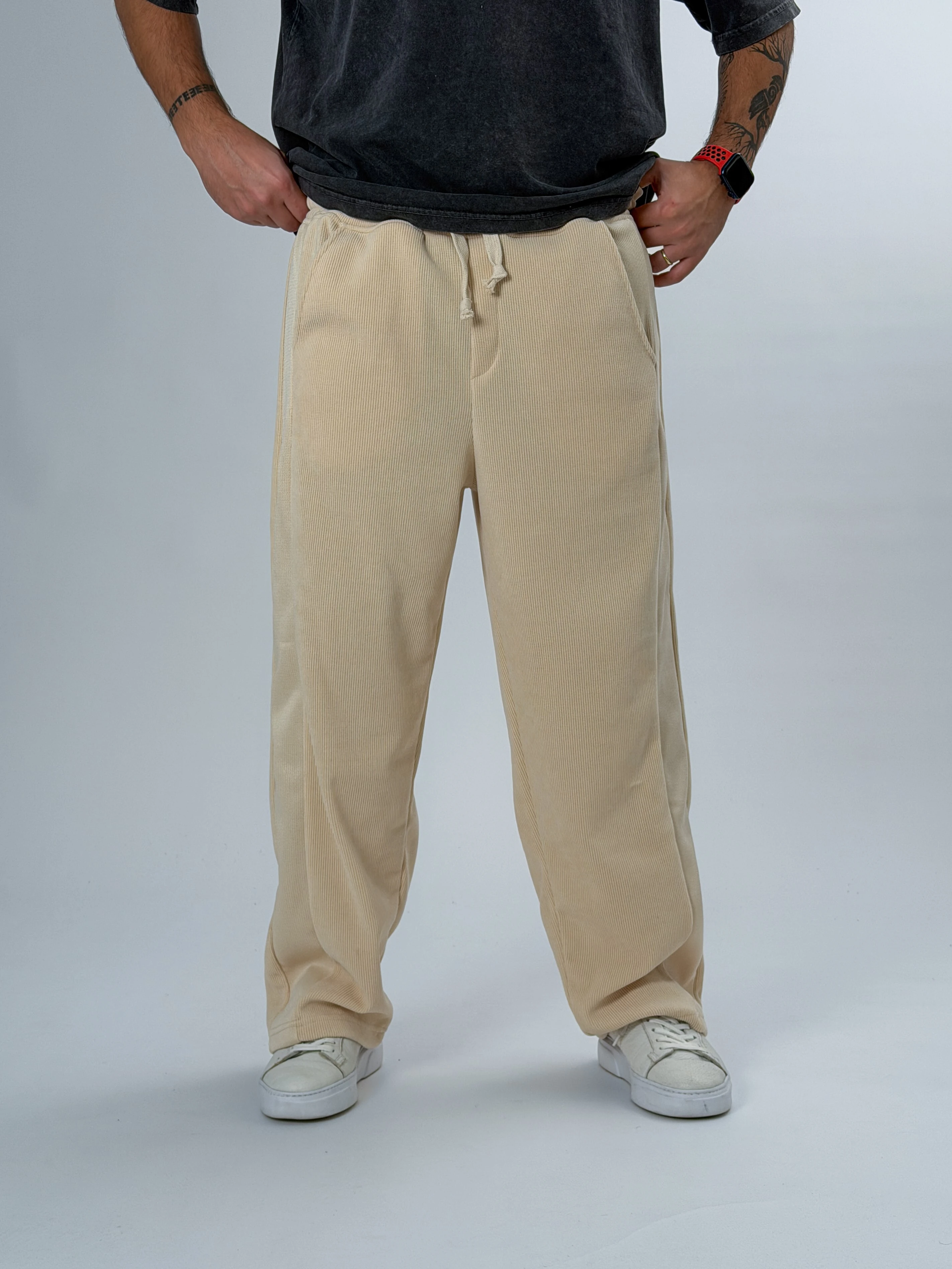 Oversize Bej Erkek Baggy Pantolon COC2546