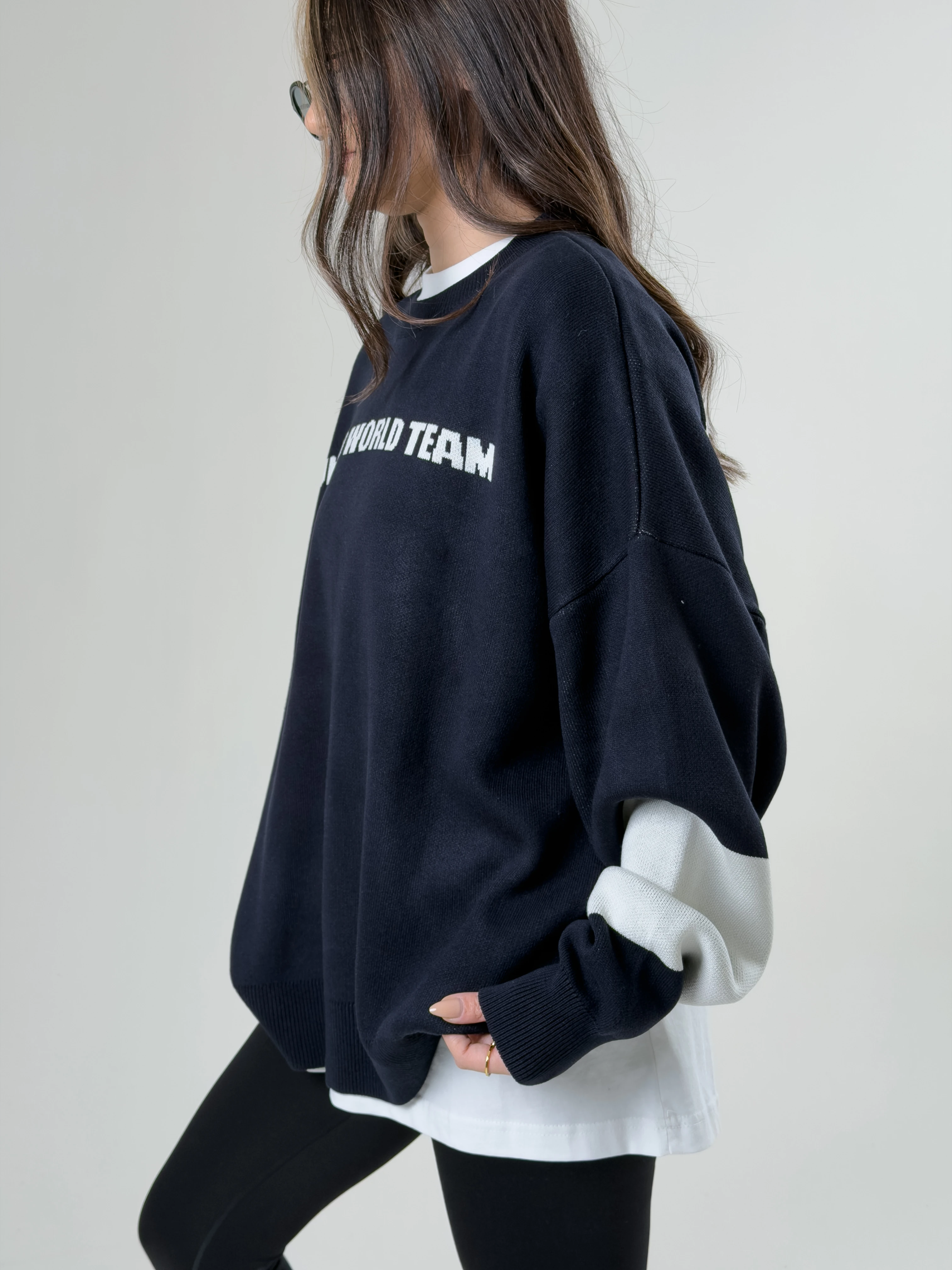 Oversize New York Kadın Lacivert Triko COC2579