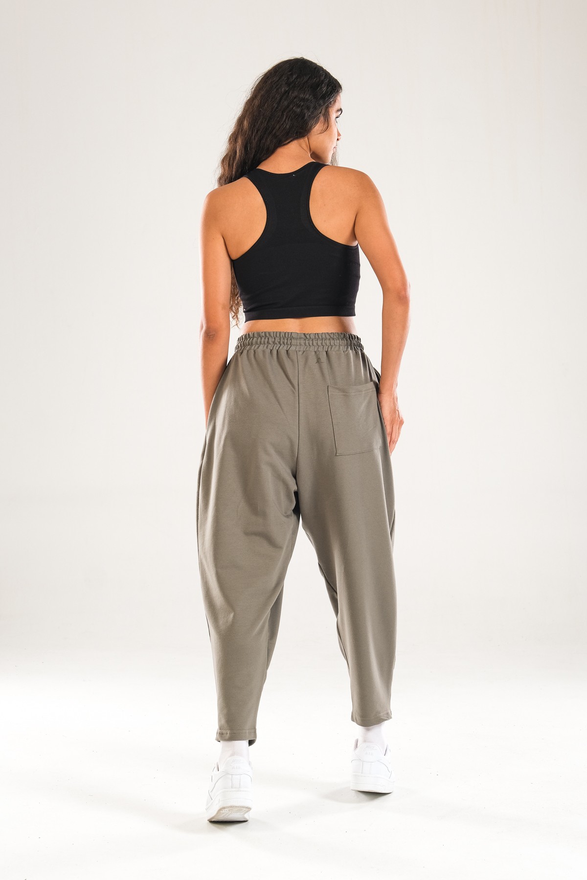 Yeşil Pileli Jogger Pantolon
