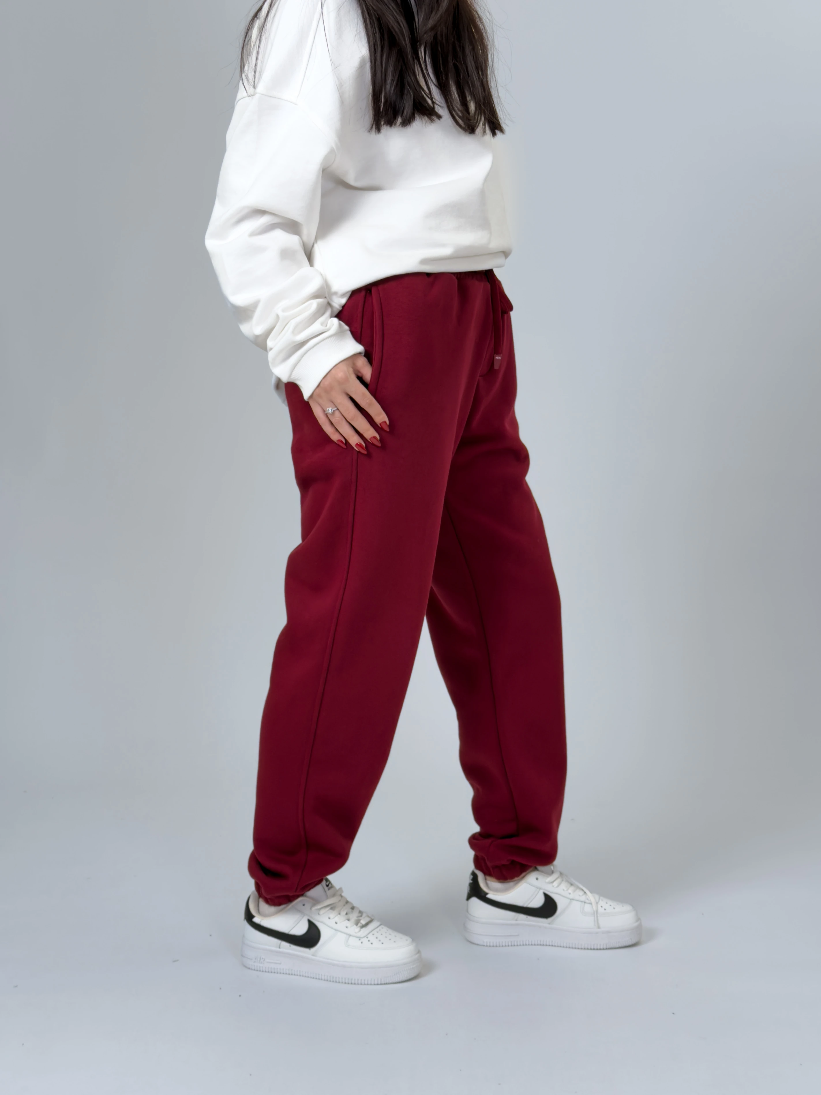 Şardonlu Bordo Kadın Jogger Eşofman COC2537