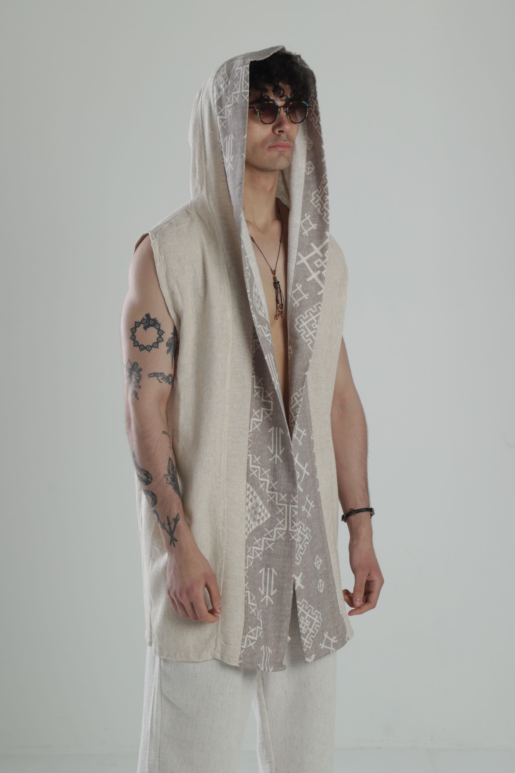 Bohem Keten Desenli Kimono