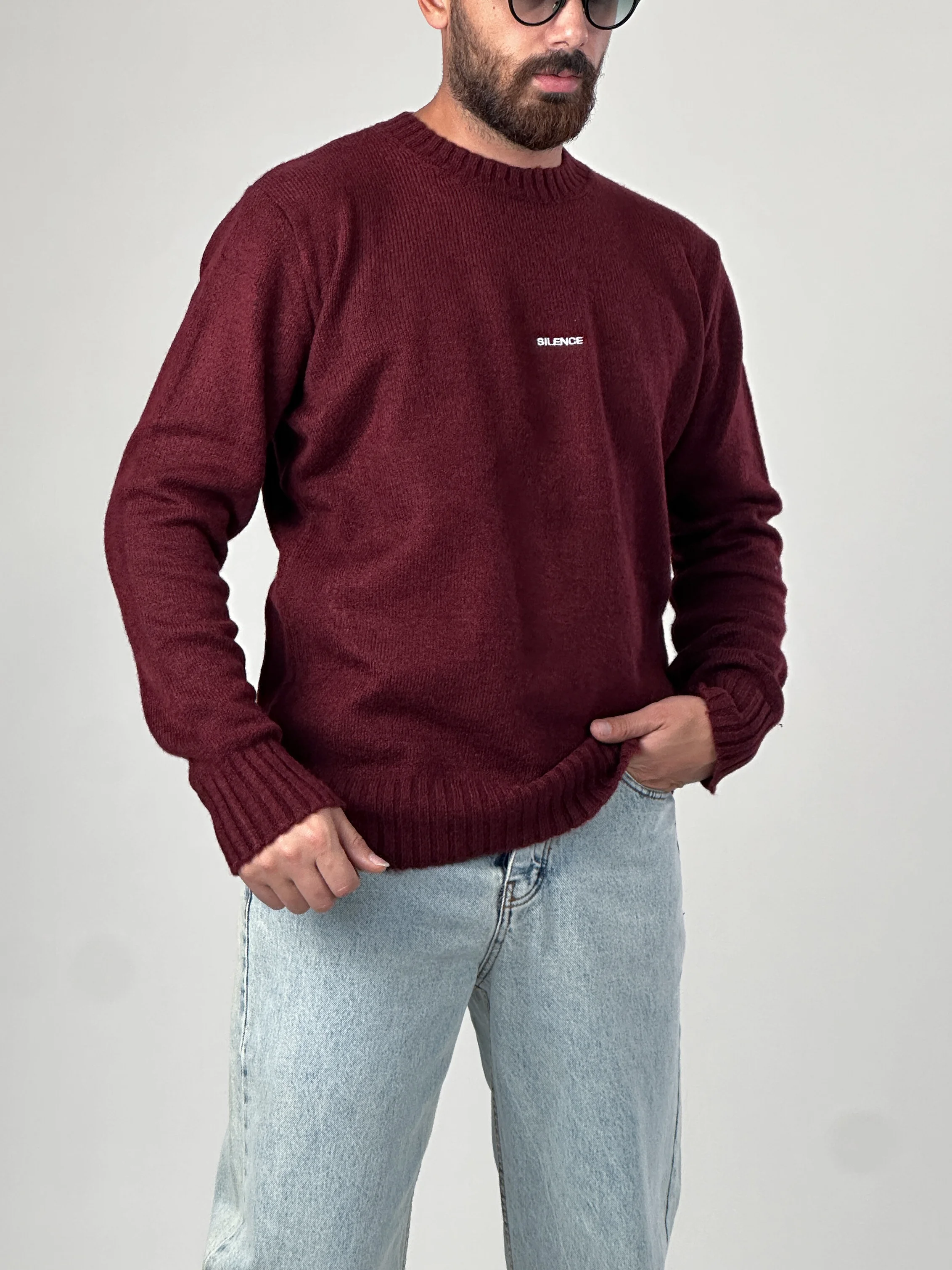 Basic Bordo Erkek Sweatshirt