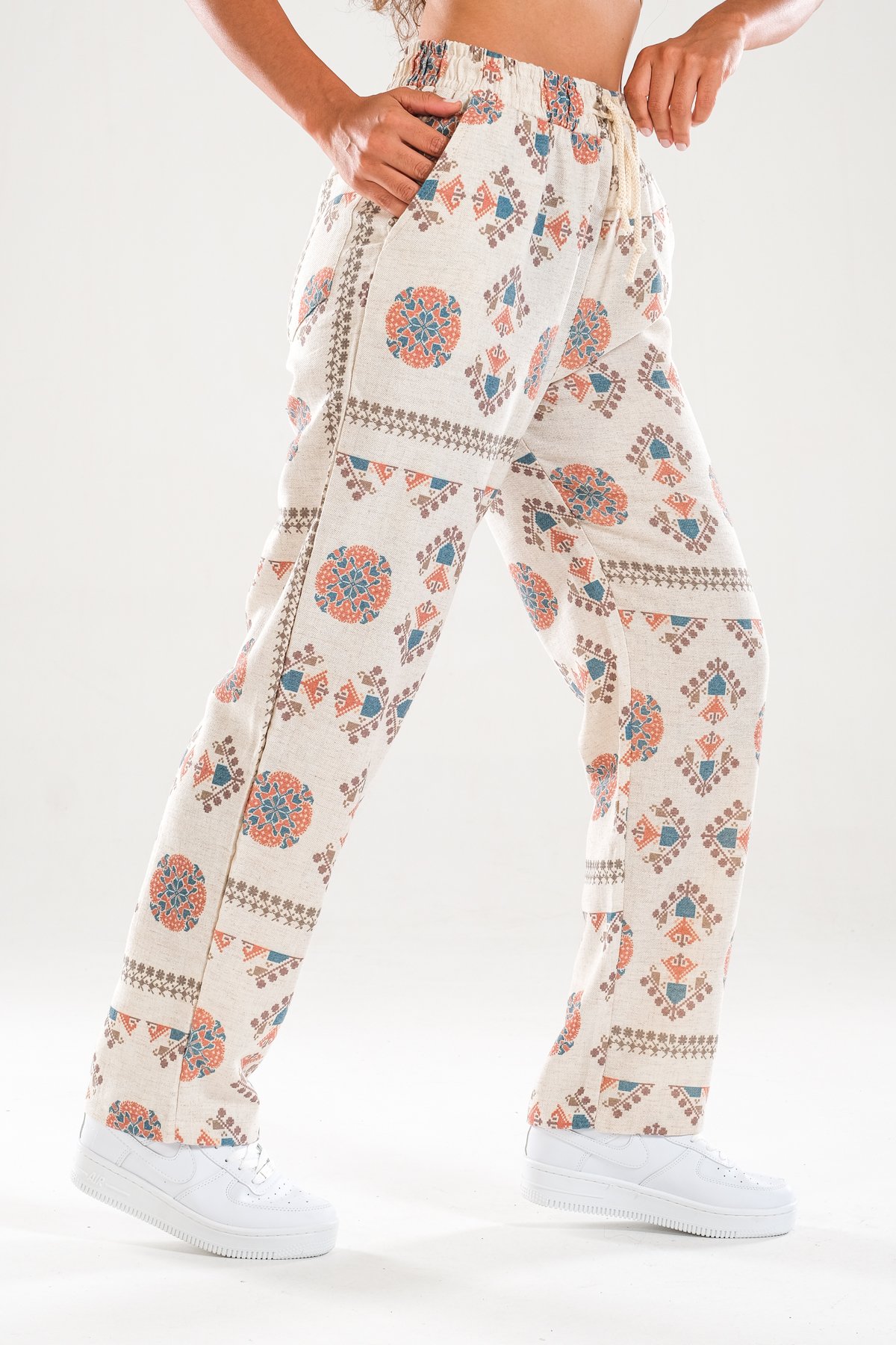 Etnik Desenli Baggy Pantolon