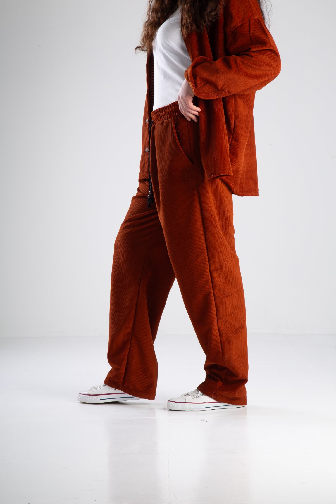 Kadife Bordo Oversize Takım