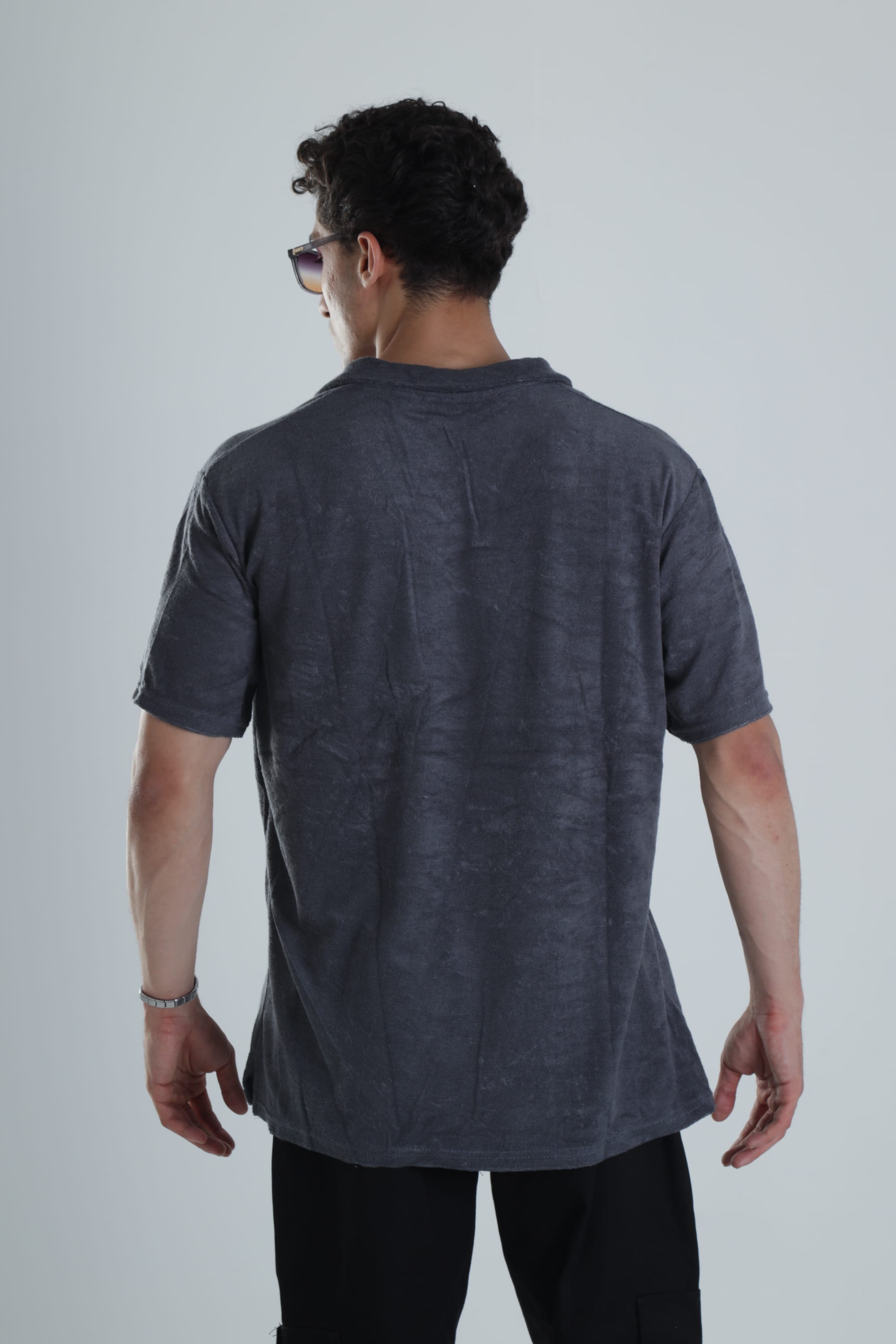 Erkek Antrasit T-Shirt Dokuma Kumaş