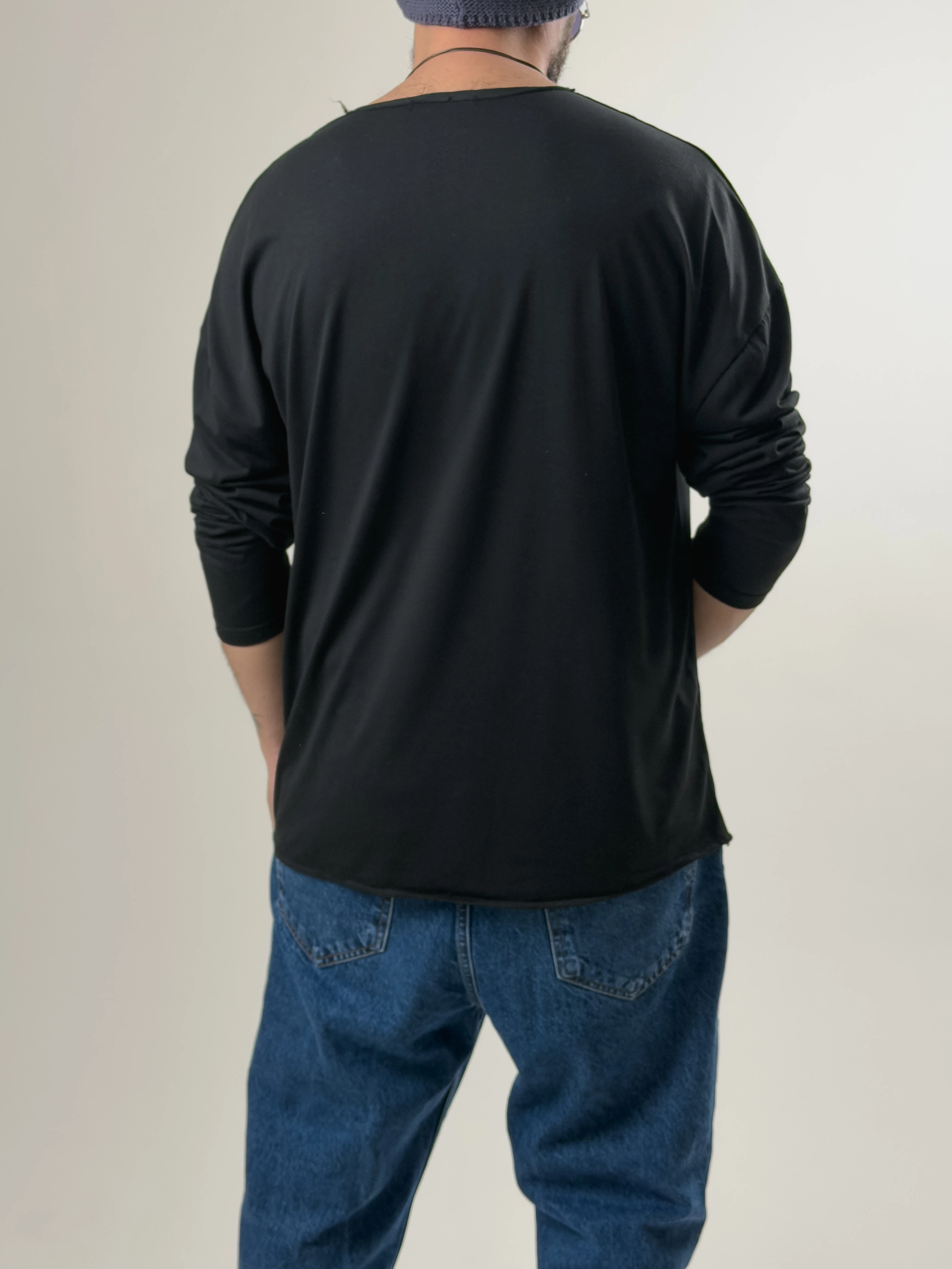 Tasarım Düğme Detaylı Siyah Erkek Sweat COC2634