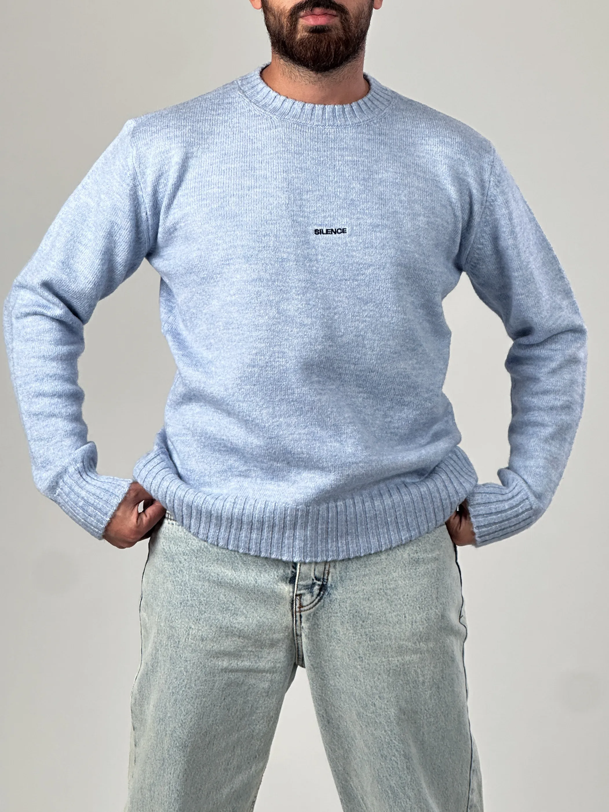 Basic Mavi Erkek Sweatshirt